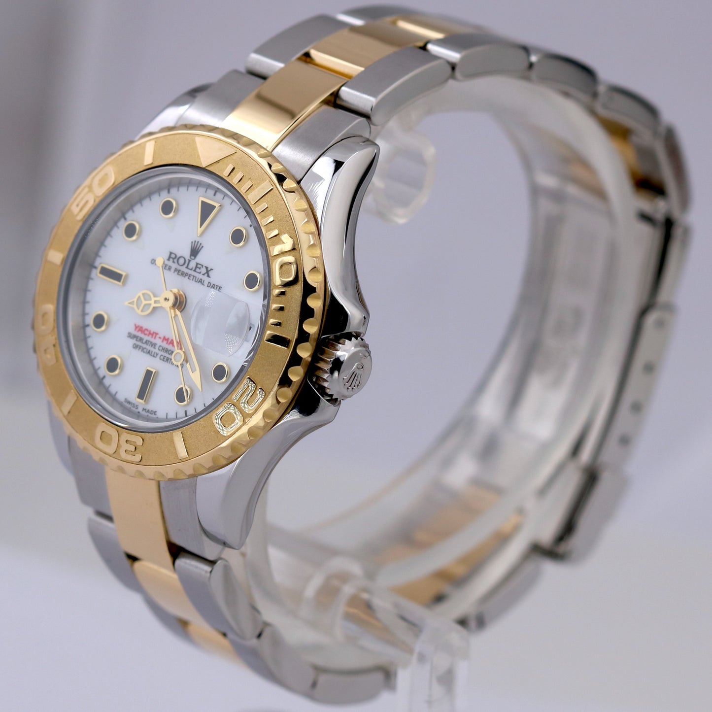 Ladies Rolex Yacht-Master WHITE 18K Yellow Gold Stainless Steel YM1 Watch 169623