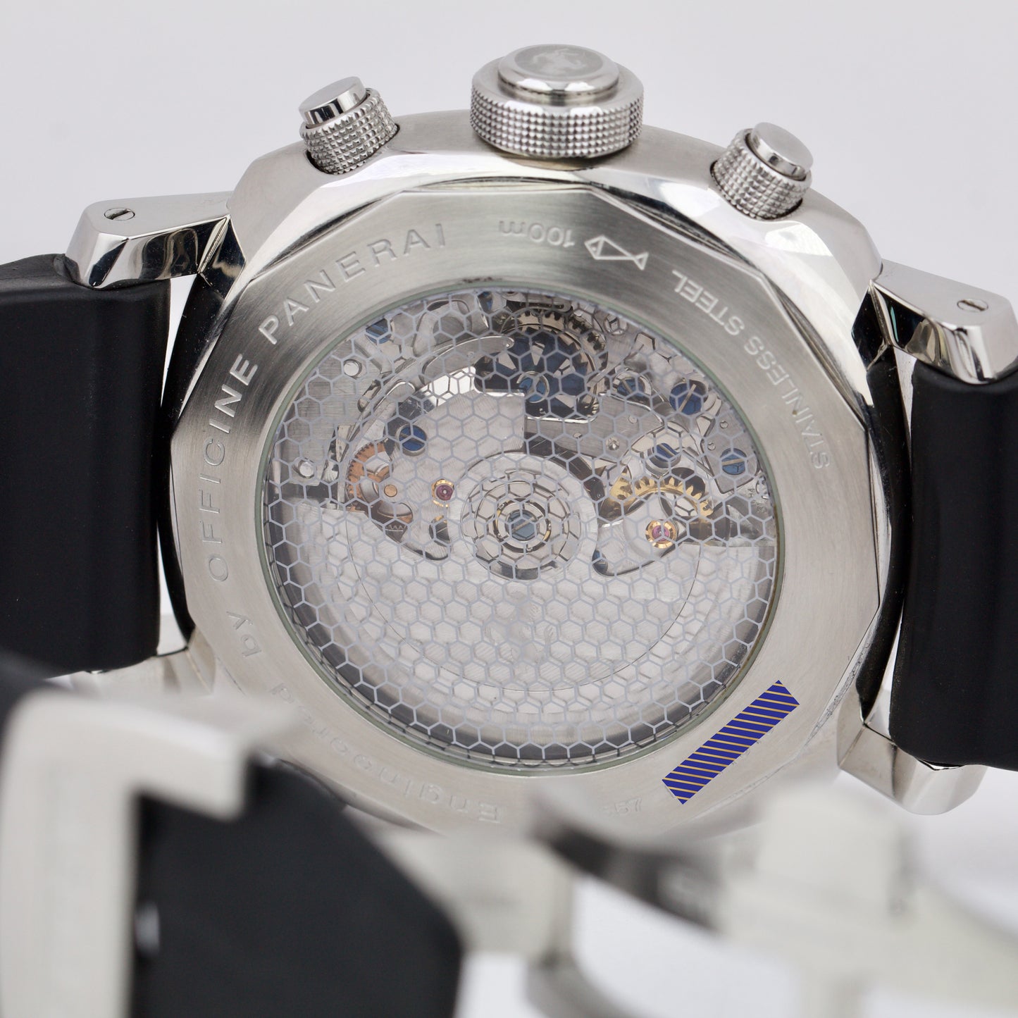 Panerai Ferrari Scuderia Rattrapante Black Steel 45mm Rubber Watch FER00010