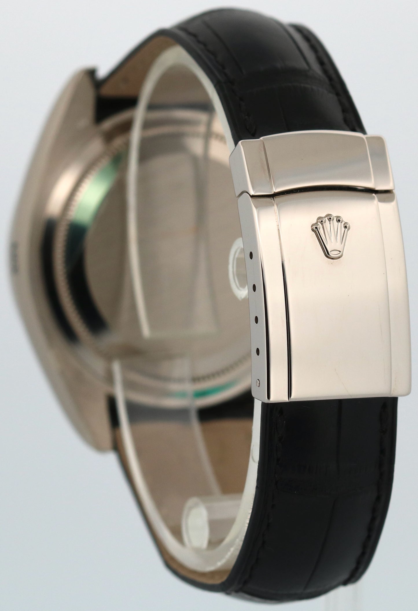 STICKERED Rolex Sky-Dweller BLACK ARABIC 18K White Gold Leather 42mm 326139 BOX