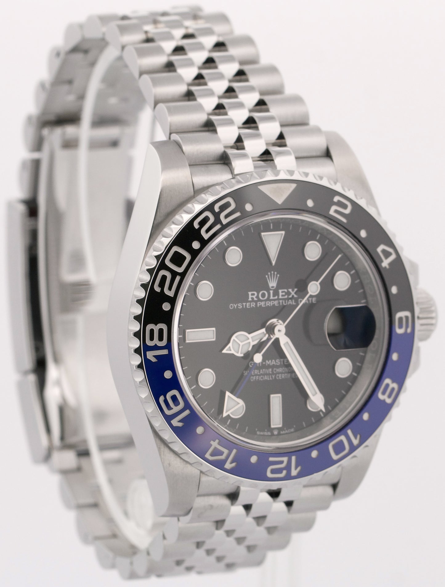 Rolex GMT-Master II BATGIRL Blue Black JUBILEE Ceramic Steel 40mm 126710 BLNR