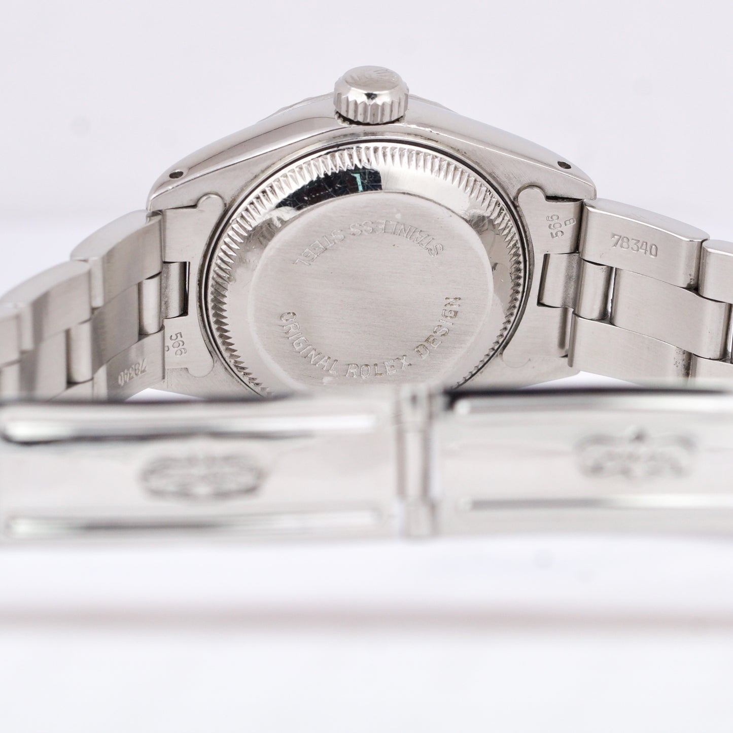 Rolex Oyster Perpetual Date 26mm GRAY TAPESTRY Steel Engine-Turned Watch 69240