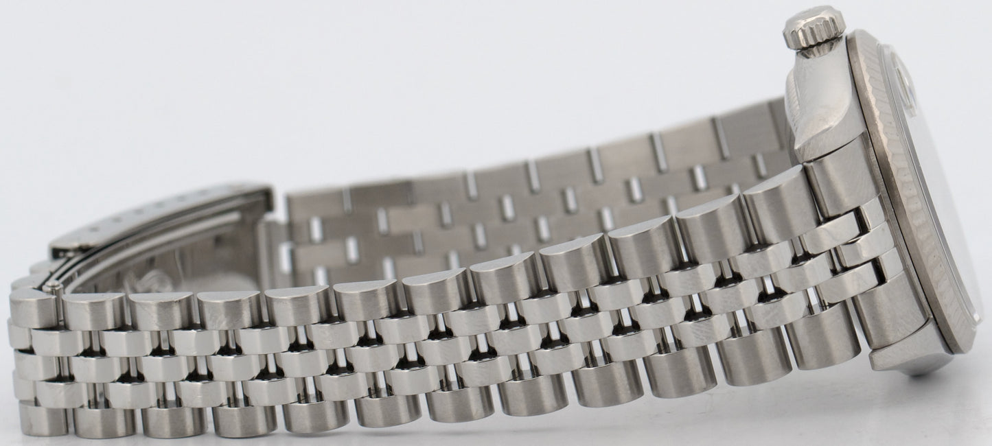 Rolex DateJust 31mm BLACK Steel Midsize 18K Steel Fluted JUBILEE Watch 68274