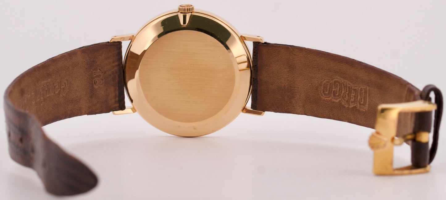 Rolex Cellini CHAMPAGNE ROMAN 18K Yellow Gold Manual Brown Leather 32mm 4112