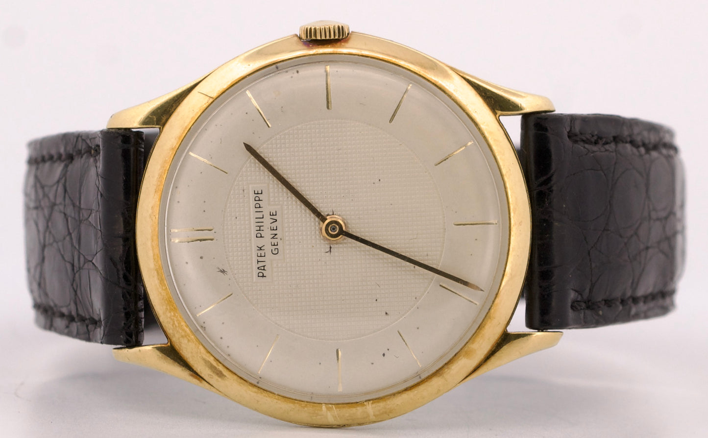 VINTAGE Patek Philippe Calatrava 33mm IVORY Manual 18K Yellow Gold Leather 2507
