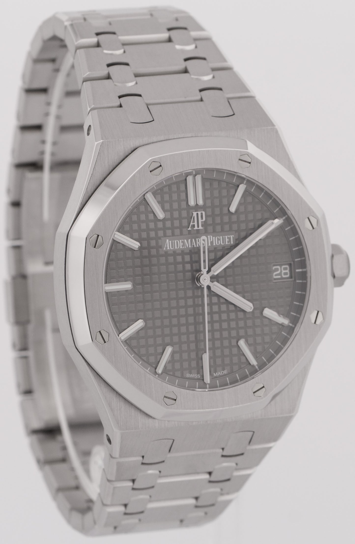 MINT Audemars Piguet Royal Oak Gray RHODIUM 41mm Stainless Steel 15500ST Watch
