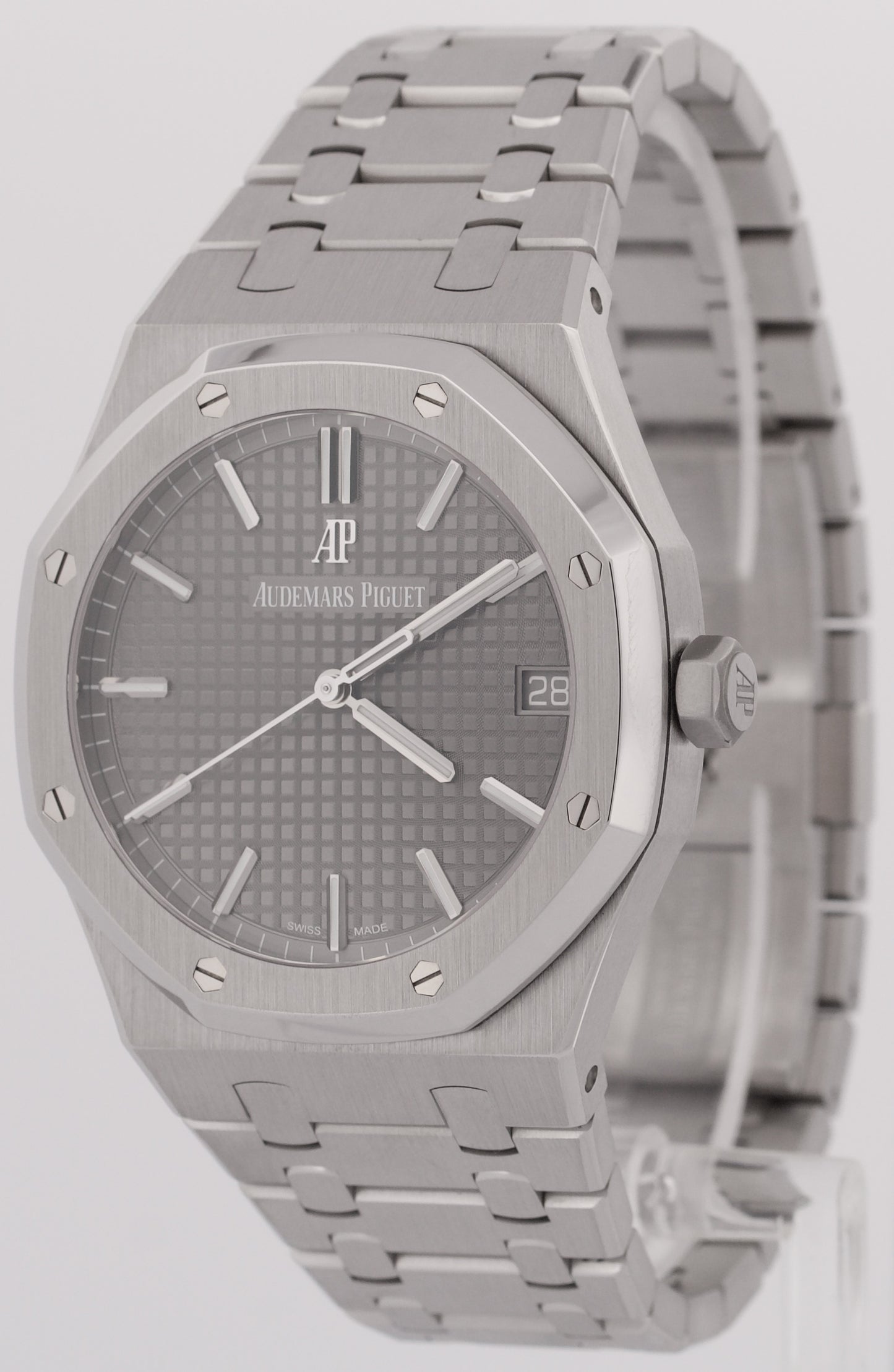MINT Audemars Piguet Royal Oak Gray RHODIUM 41mm Stainless Steel 15500ST Watch