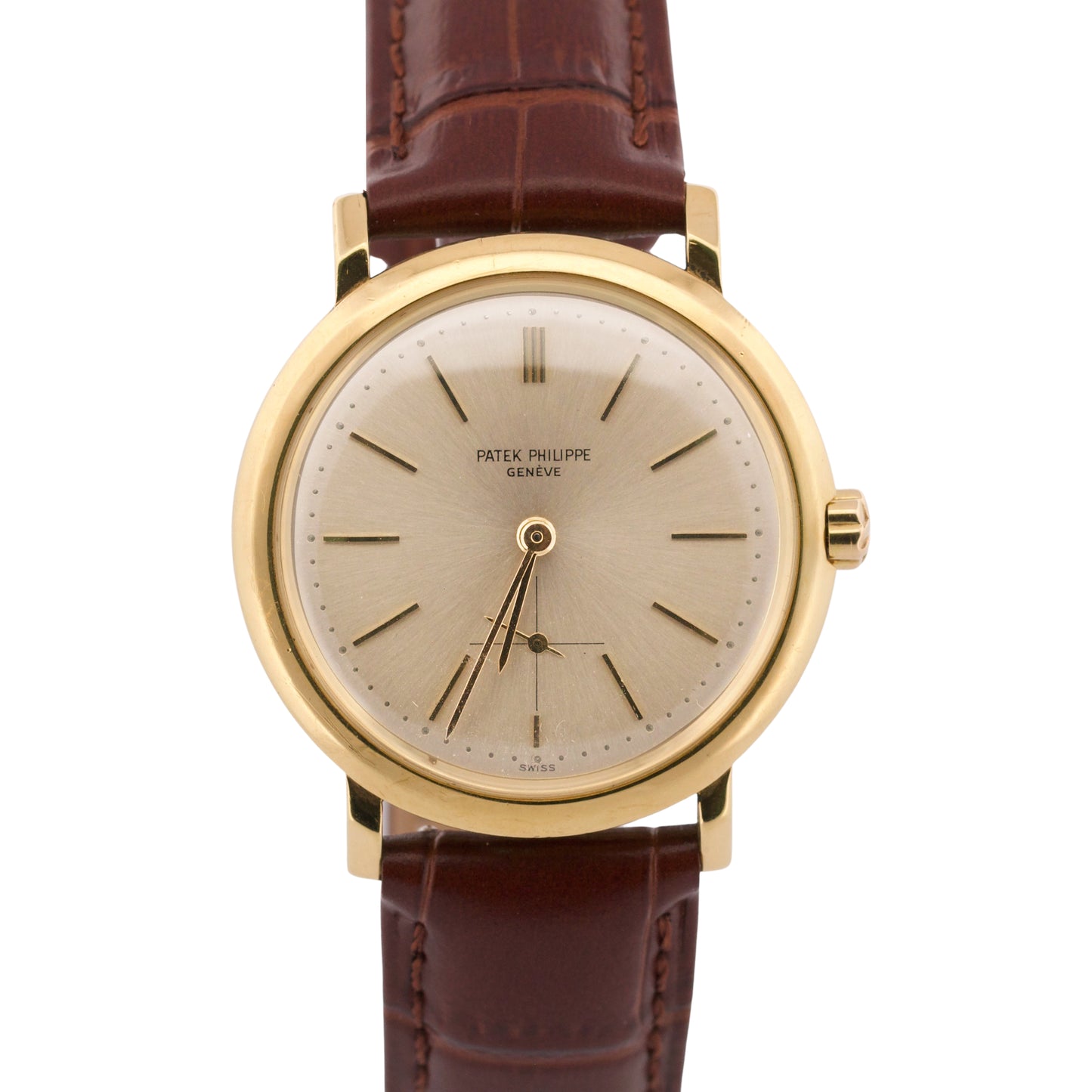 Patek Philippe Calatrava 34mm SILVER Automatic 18K Yellow Gold Leather 3440