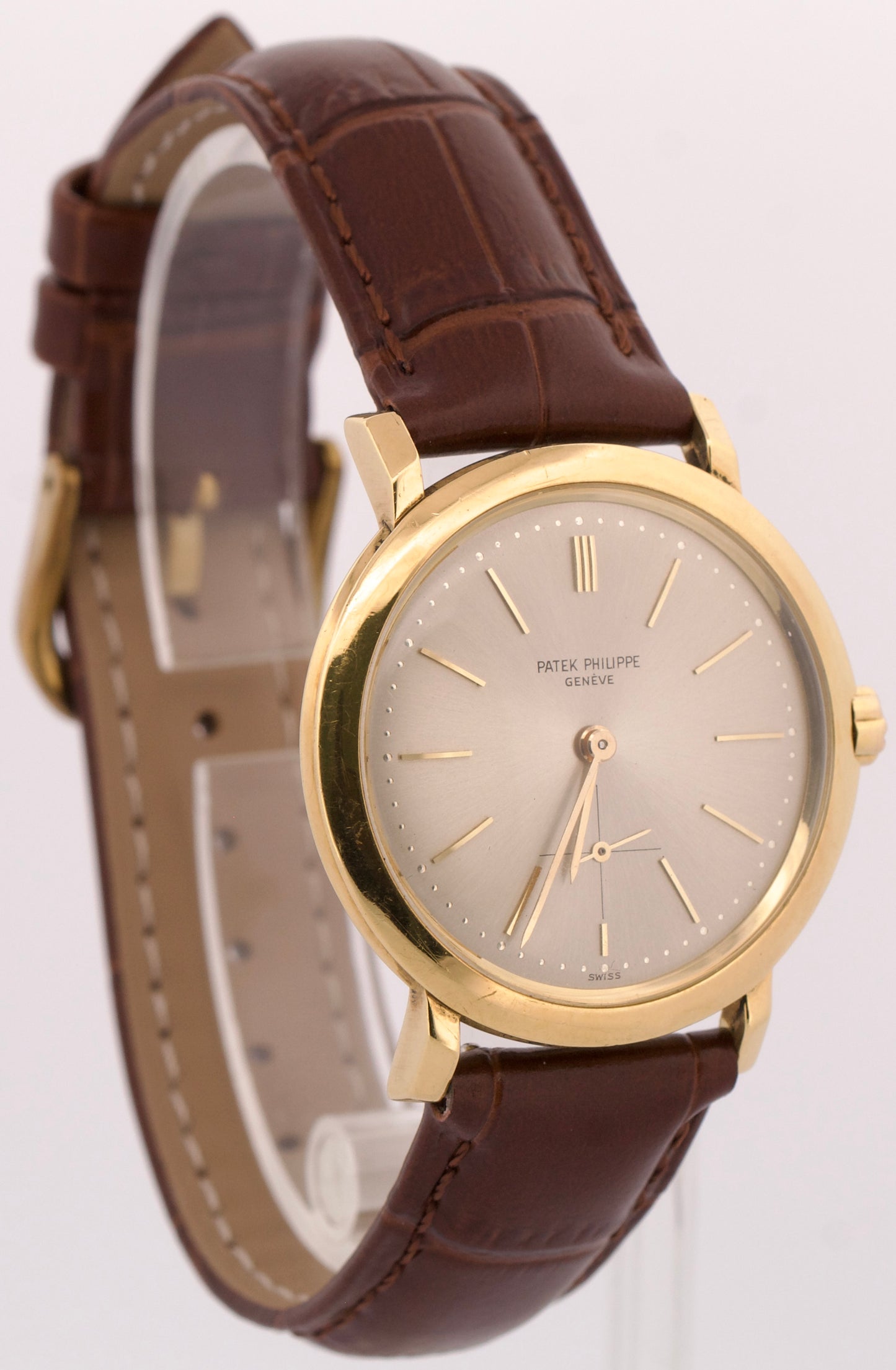 Patek Philippe Calatrava 34mm SILVER Automatic 18K Yellow Gold Leather 3440