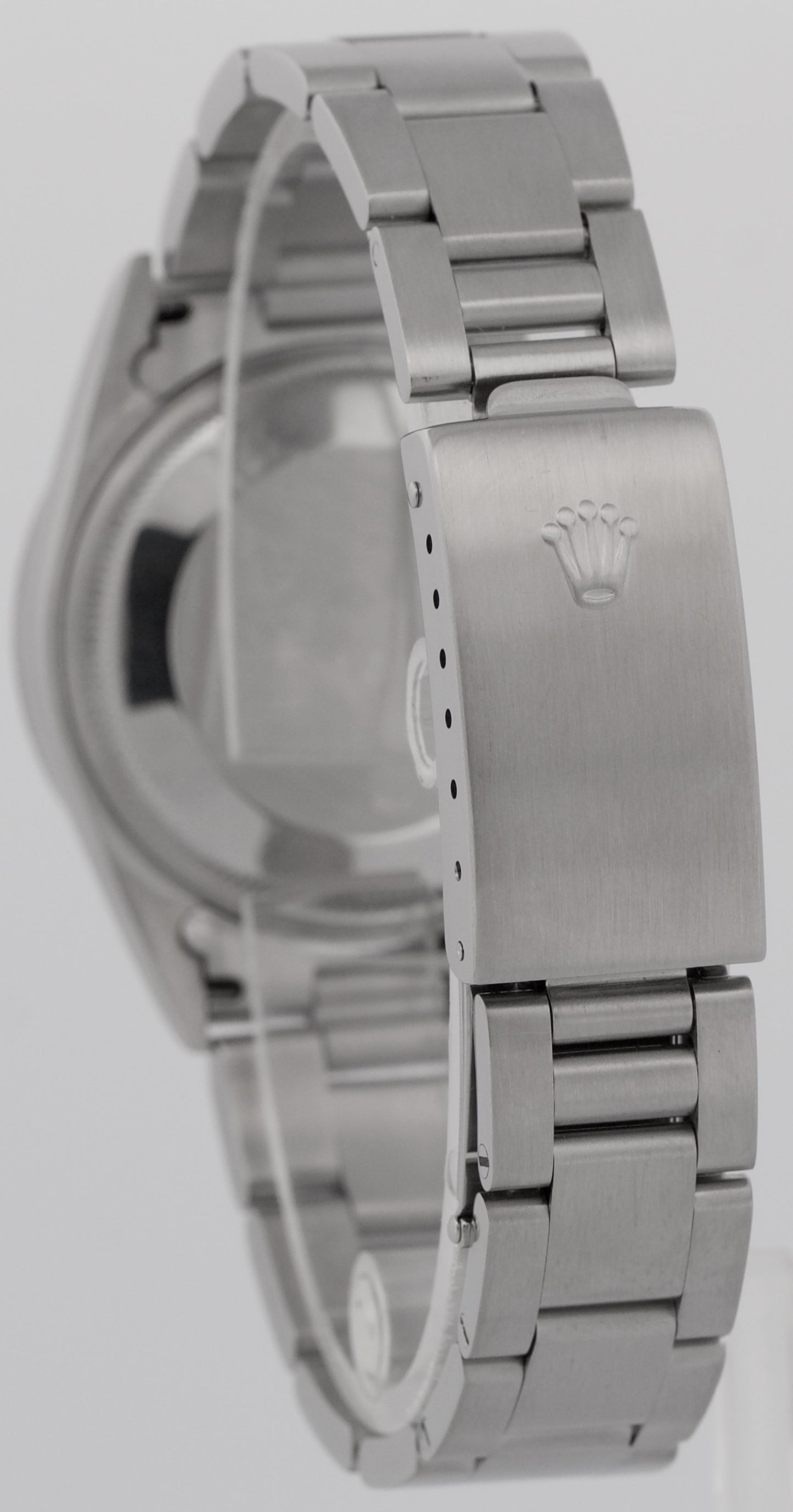 MINT Rolex Oyster Perpetual Air-King BLACK Steel NO-HOLES 34mm Watch 14010M