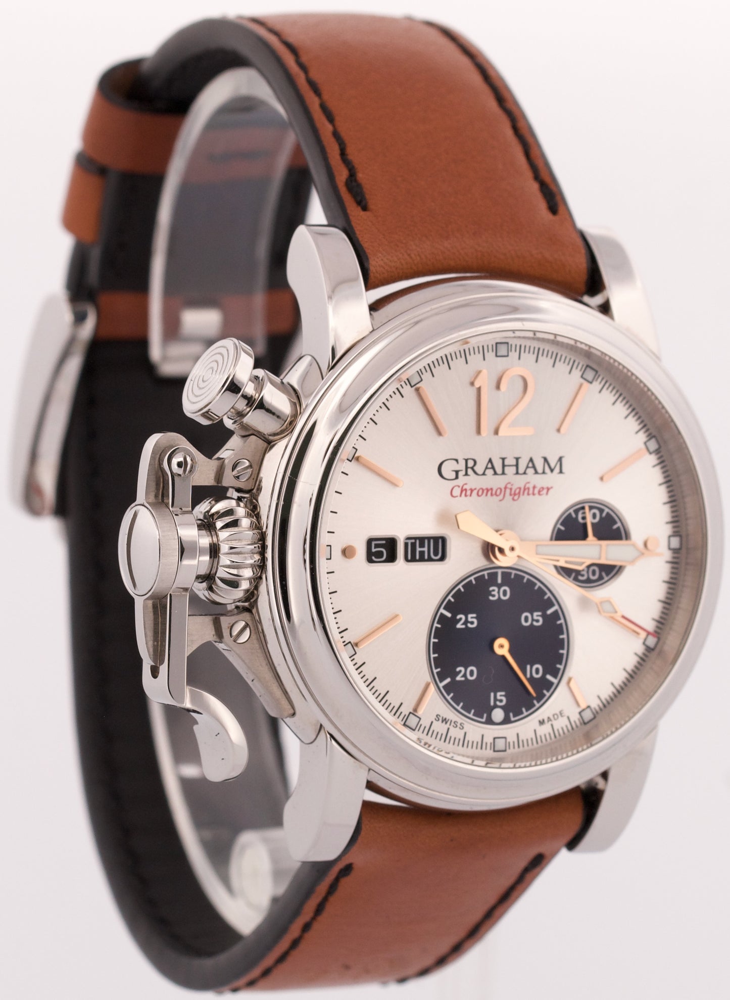 PAPERS Graham Chronofighter Vintage Steel BLACK 44mm 2CVAS.B03A Watch BOX