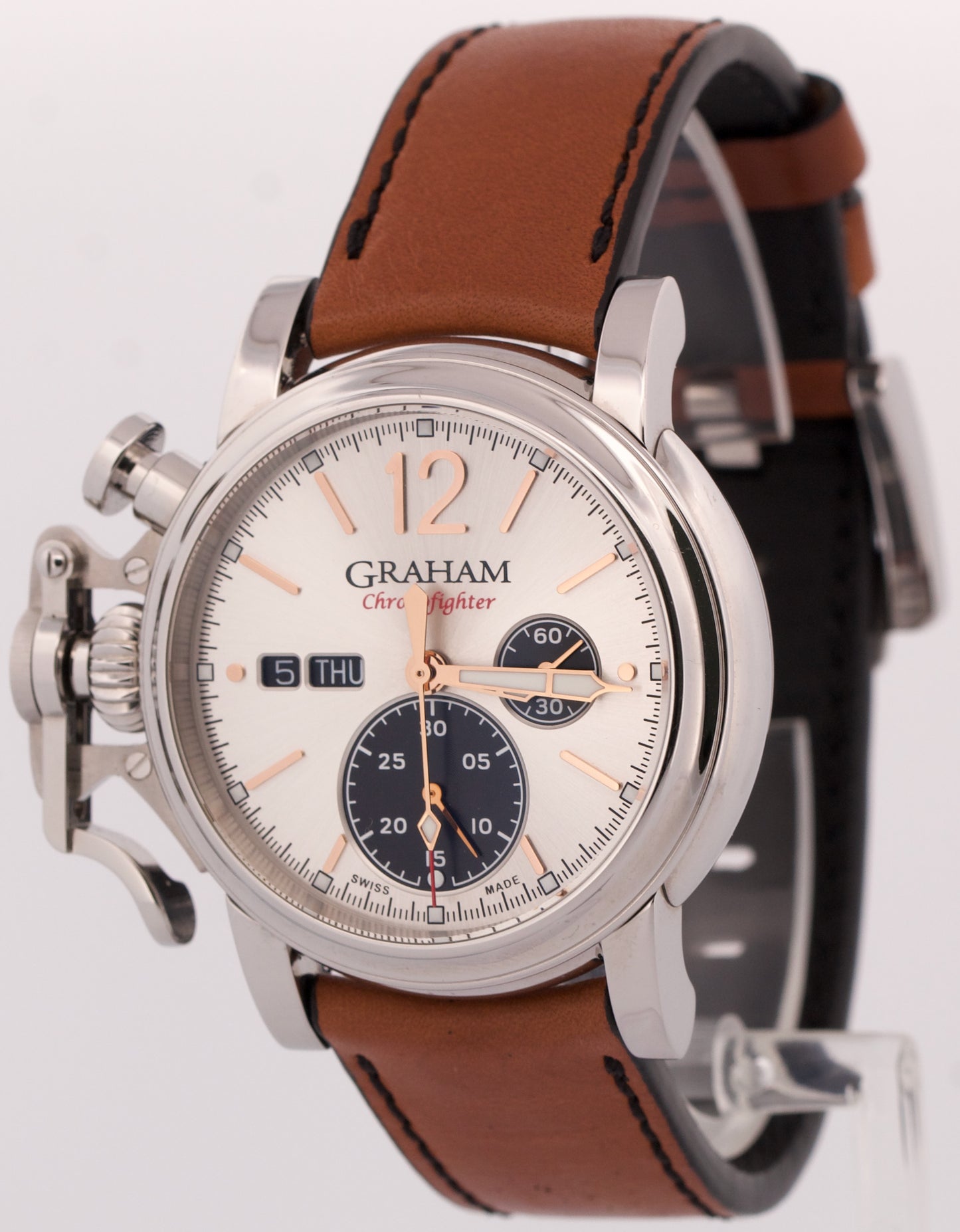 PAPERS Graham Chronofighter Vintage Steel BLACK 44mm 2CVAS.B03A Watch BOX