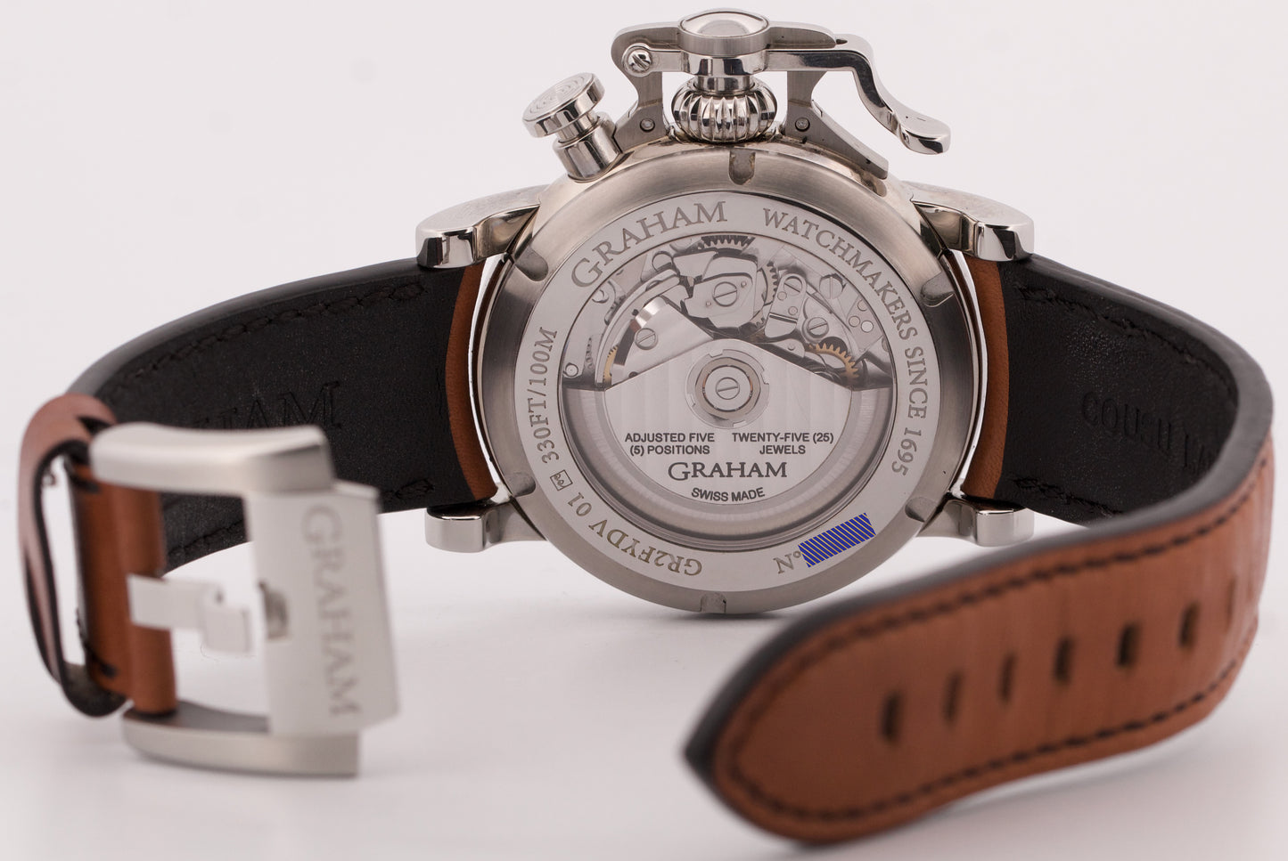 PAPERS Graham Chronofighter Vintage Steel BLACK 44mm 2CVAS.B03A Watch BOX