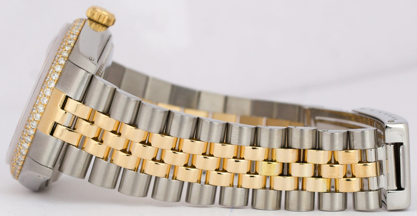 Rolex DateJust 36mm BLUE PAVE ROMAN DIAMOND 18K Yellow Gold Steel JUBILEE 16013