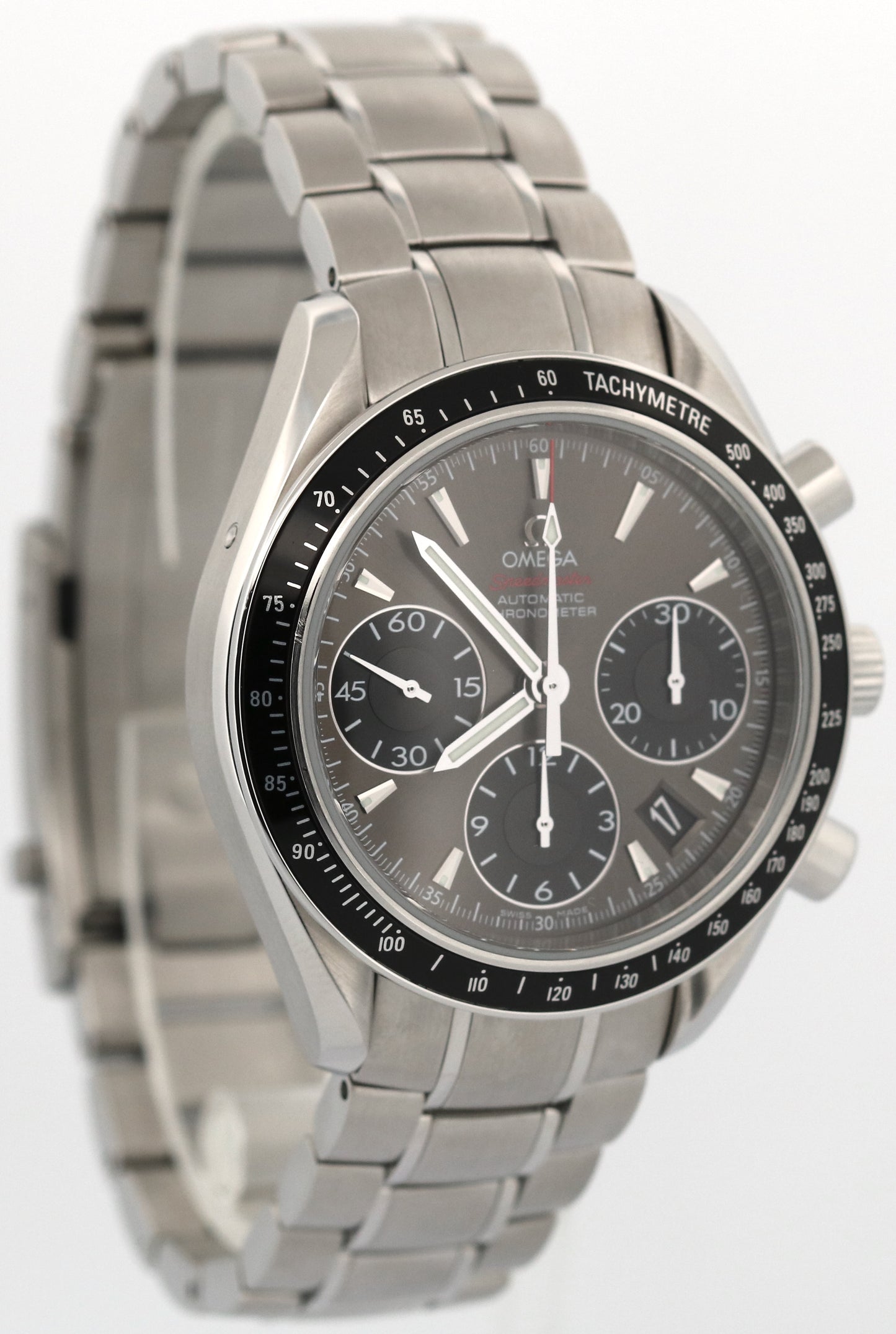 Omega Speedmaster Chronograph Date GRAY Steel 40mm Watch 323.30.40.40.06.001