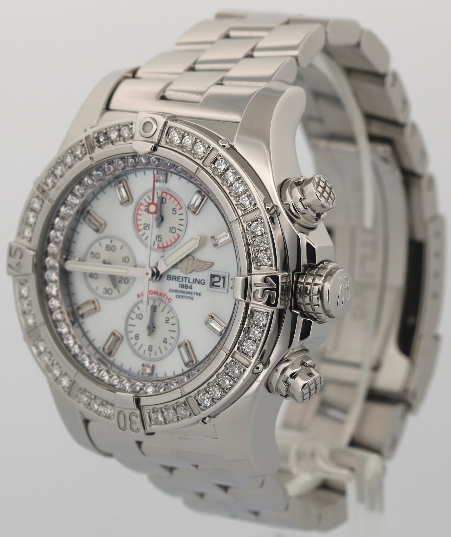 Breitling Super Avenger Chronograph MOTHER OF PEARL DIAMOND 48mm Steel A13370