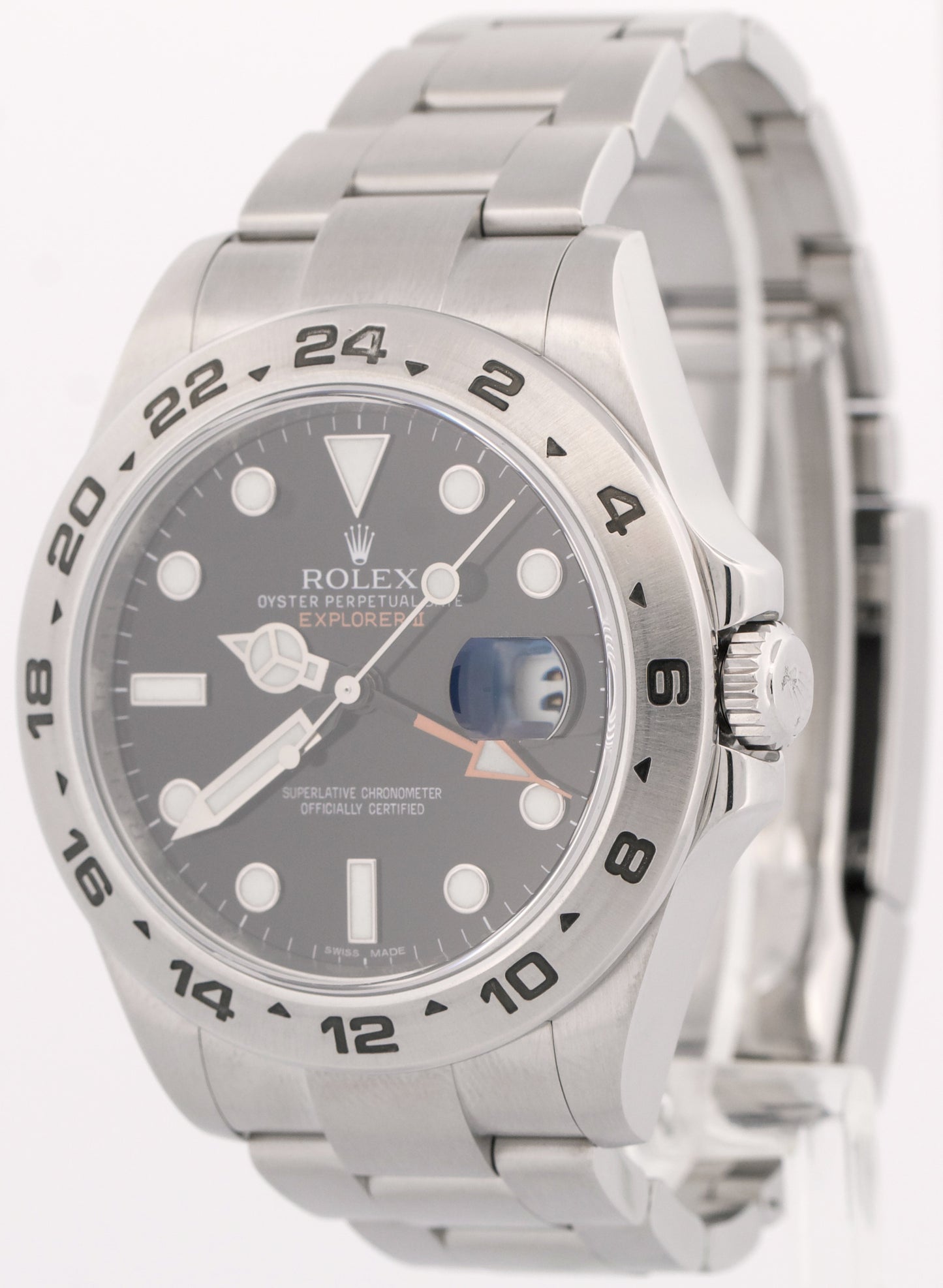 MINT Rolex Explorer II 42mm BLACK Stainless Steel Orange Automatic Watch 216570