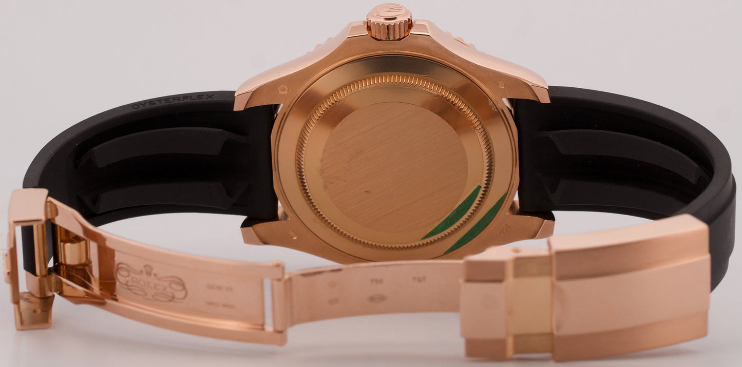 2016 PAPERS Rolex Yacht-Master BLACK 18K Rose Gold Oysterflex 40mm 116655 BOX