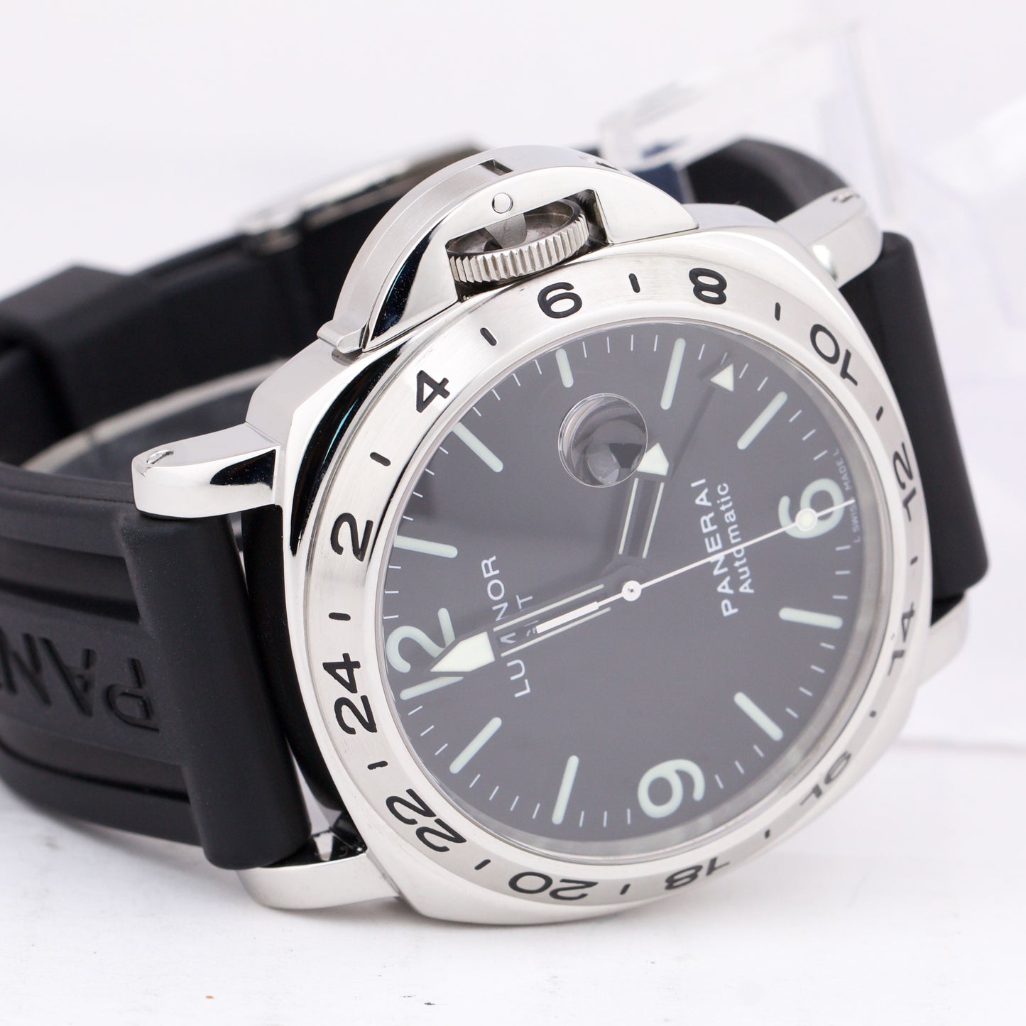 Panerai Luminor GMT PAM 23 Automatic Stainless Steel 44mm Rubber Watch PAM00023
