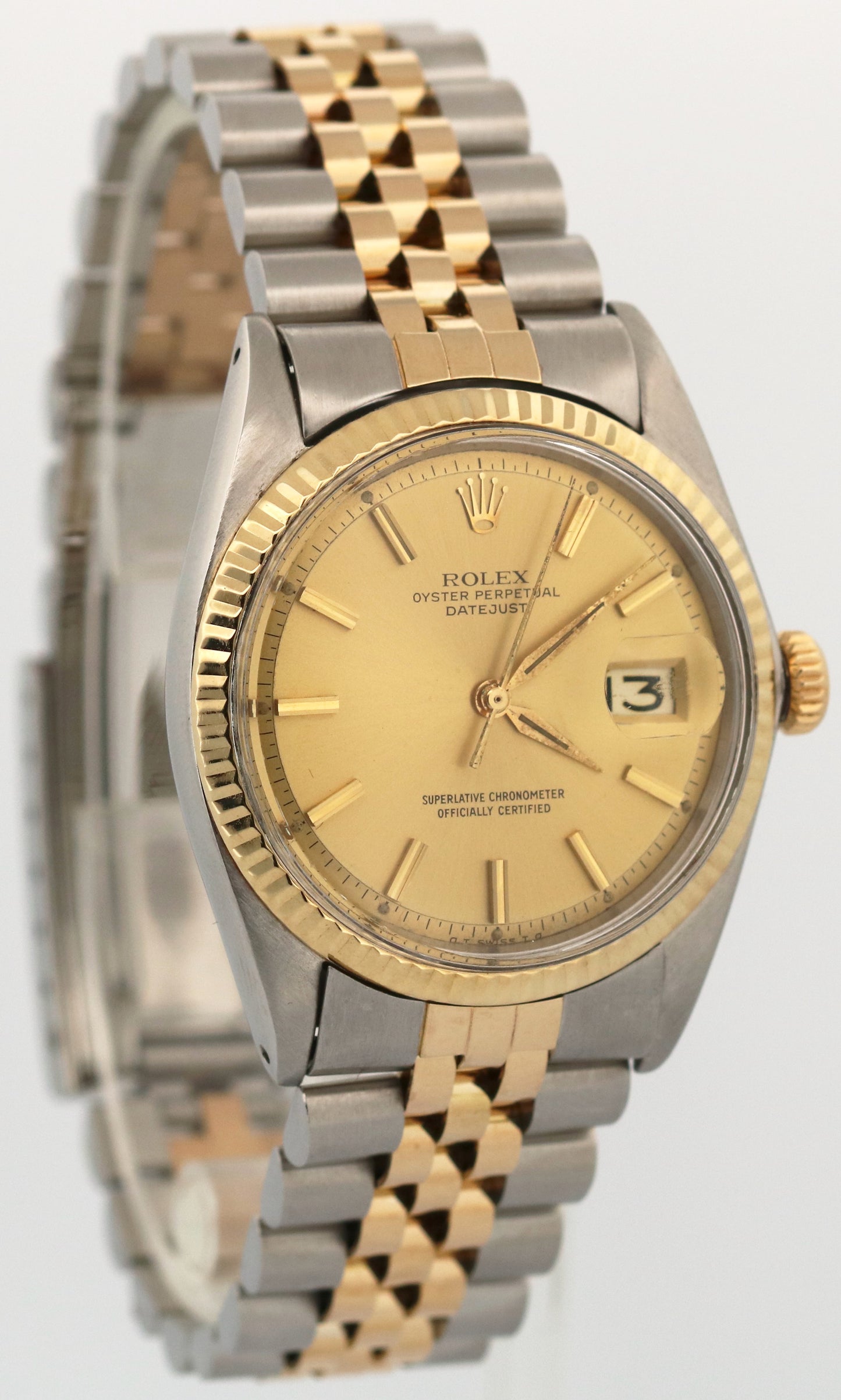 Rolex DateJust 36mm CHAMPAGNE Two-Tone 18K Yellow Gold Steel JUBILEE Watch 1601