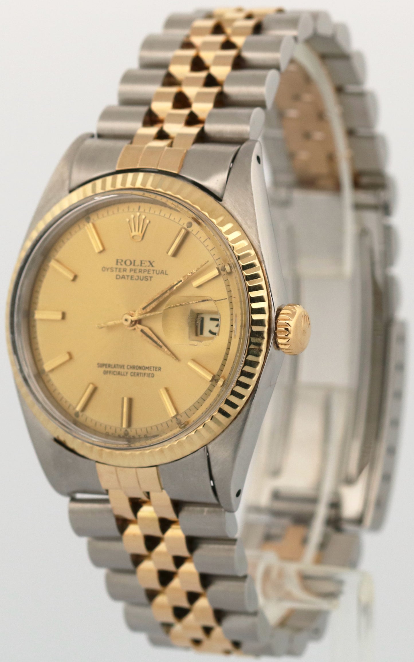 Rolex DateJust 36mm CHAMPAGNE Two-Tone 18K Yellow Gold Steel JUBILEE Watch 1601