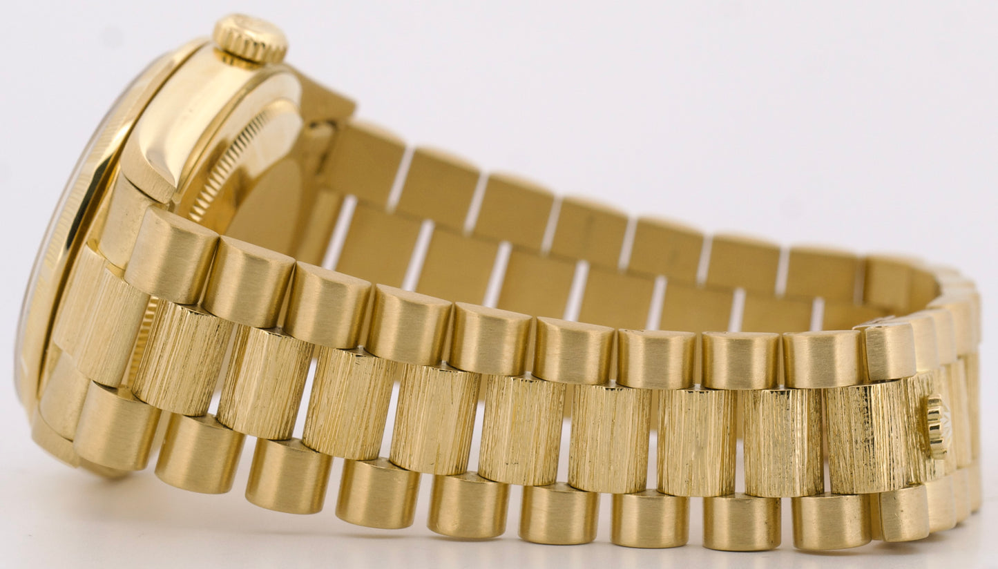 Rolex Day-Date President CHAMPAGNE DIAMOND 18K Yellow Gold BARK 36mm 18308 Watch
