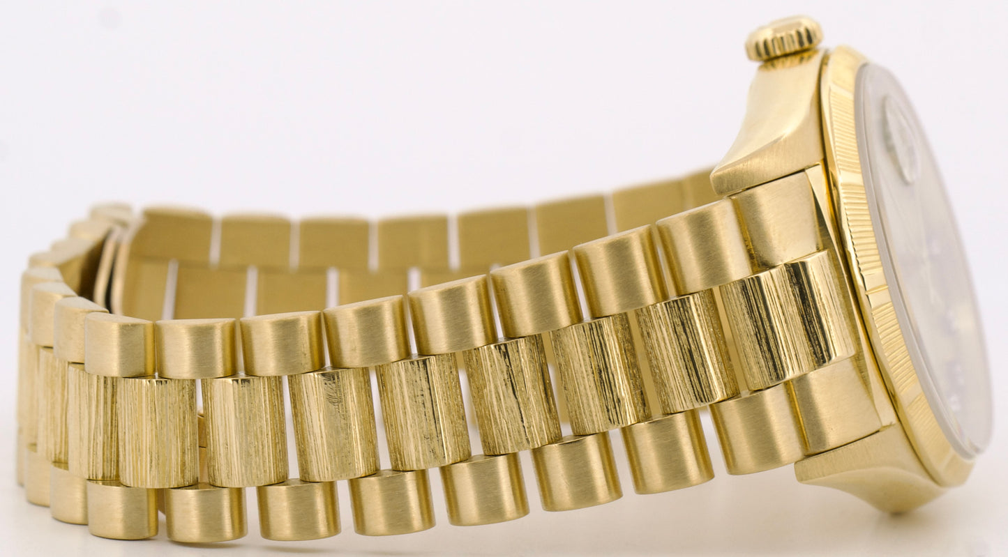 Rolex Day-Date President CHAMPAGNE DIAMOND 18K Yellow Gold BARK 36mm 18308 Watch