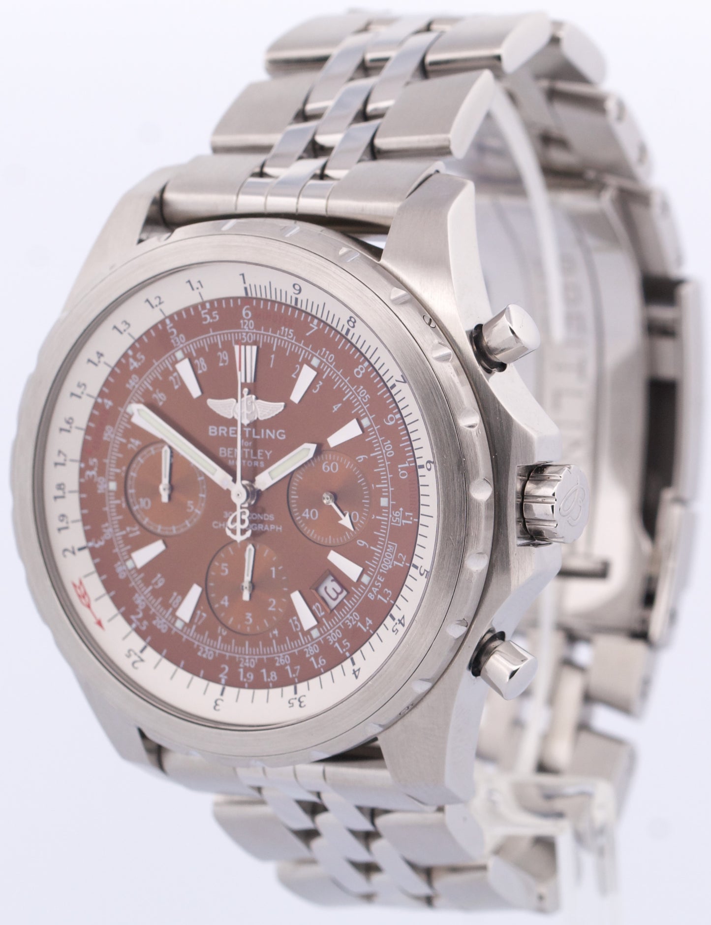 PAPERS Breitling Bentley Motors HAVANA Brown Chronograph Steel A25363 48.7mm BOX