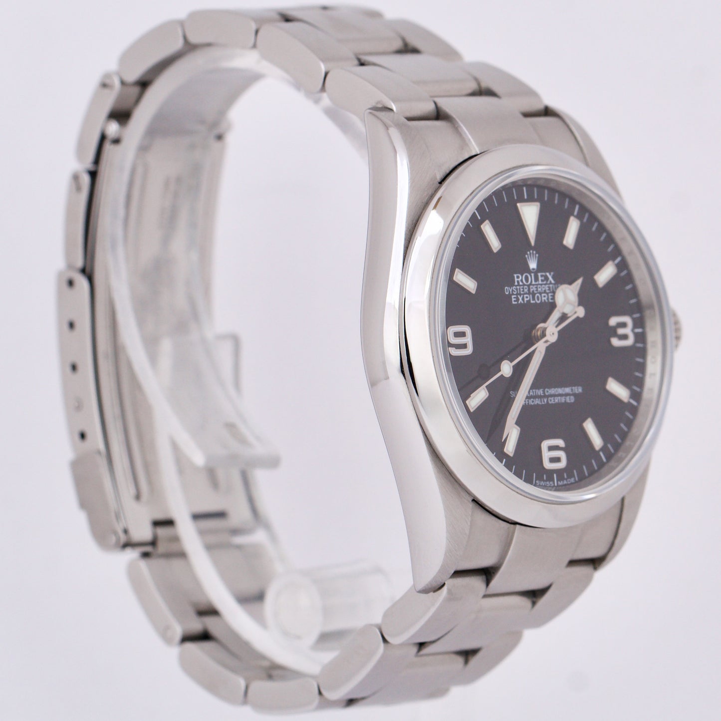 Rolex Explorer I PAPERS Black 36mm REHAUT Steel 3-6-9 Oyster Watch 114270 B+P