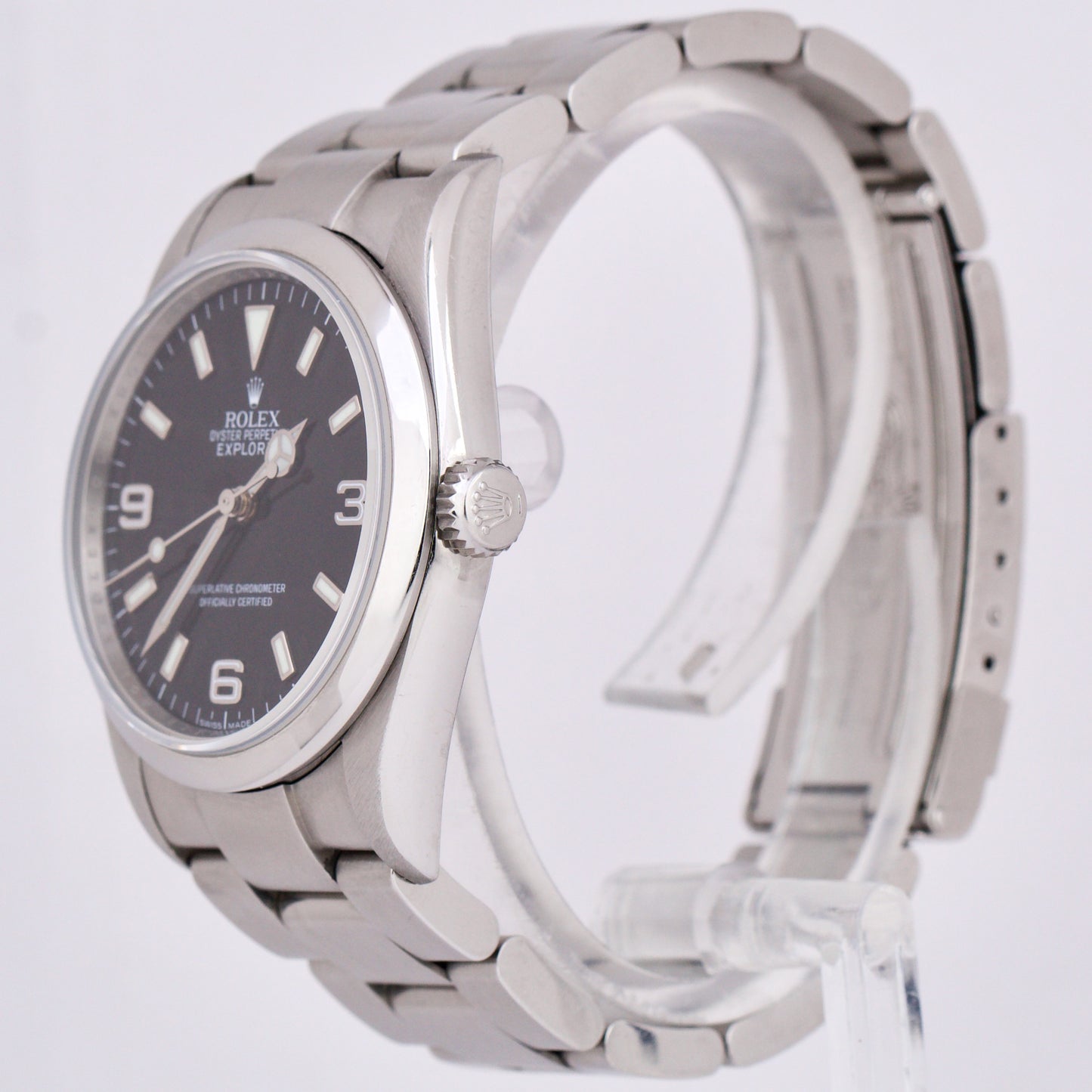 Rolex Explorer I PAPERS Black 36mm REHAUT Steel 3-6-9 Oyster Watch 114270 B+P