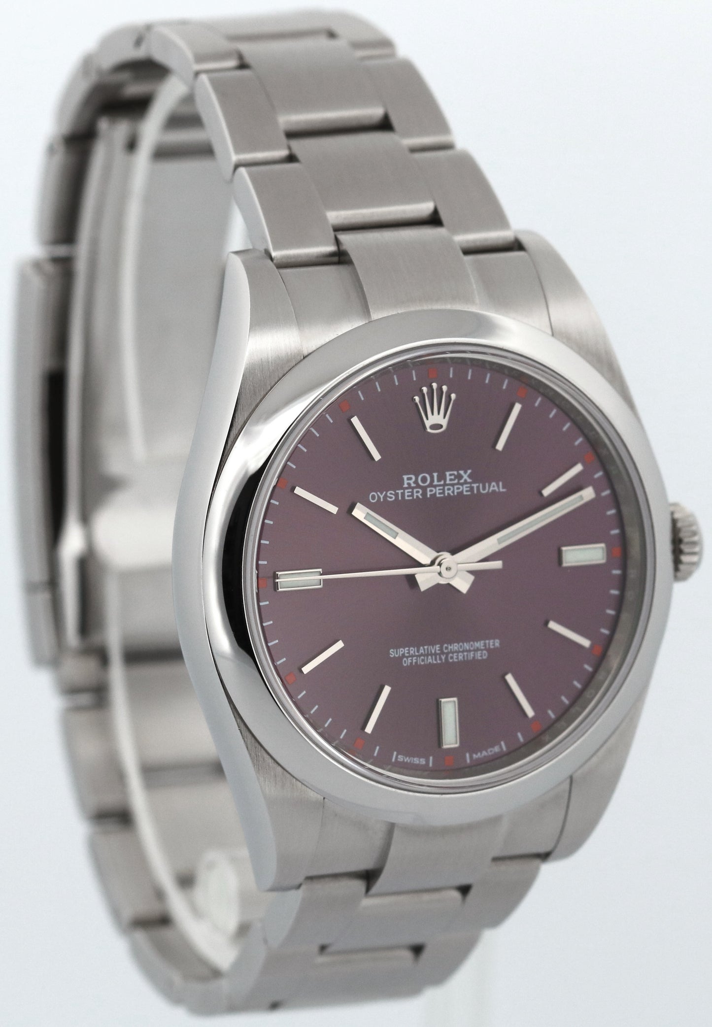 UNPOLISHED Rolex Oyster Perpetual PURPLE GRAPE 39mm Stainless Steel 114300 BOX