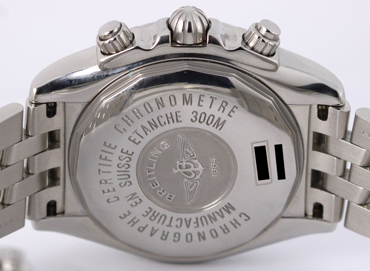 Breitling Chronomat Evolution A13356 Diamond Bezel Blue 44mm Watch Box Papers