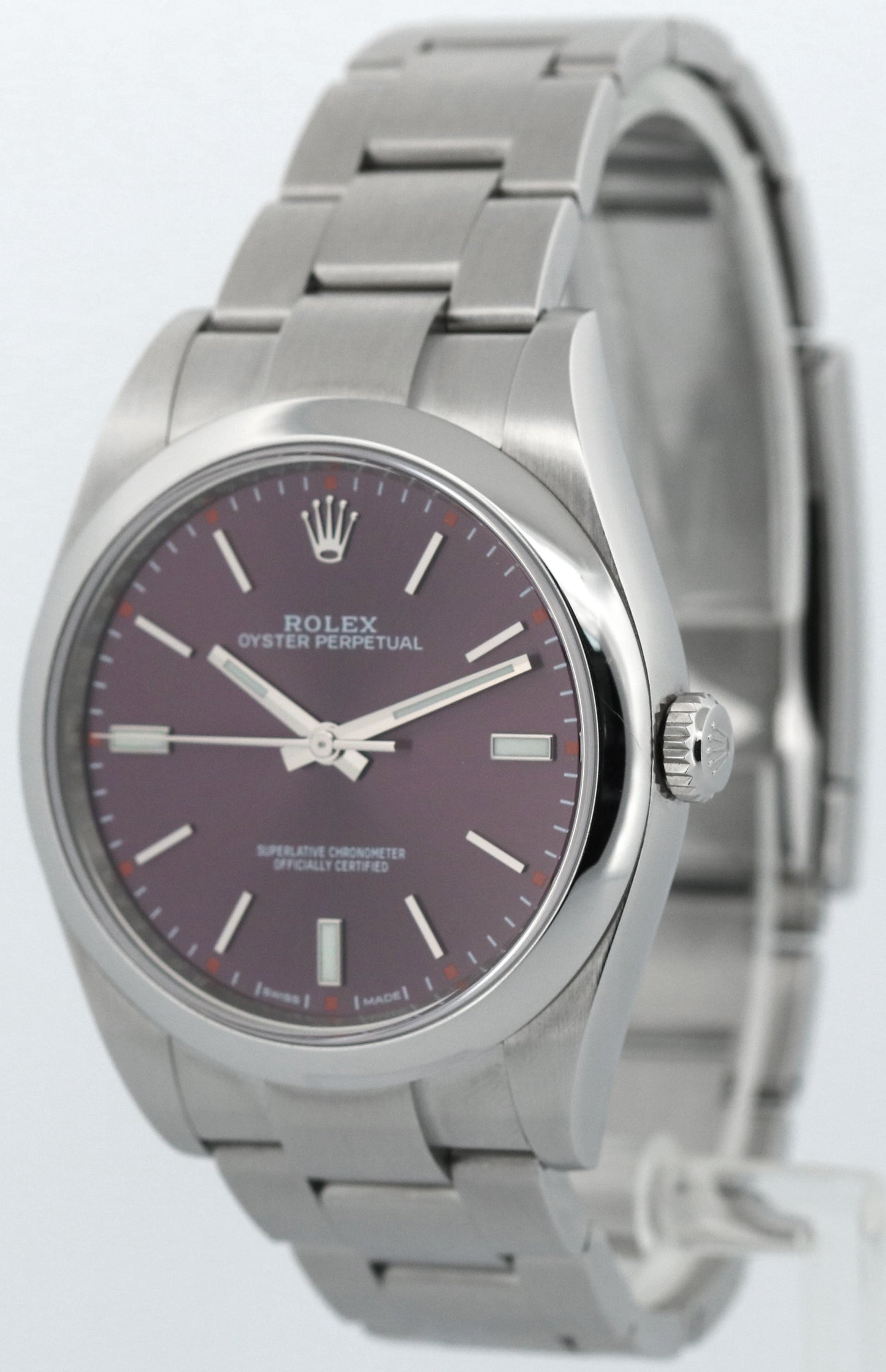 UNPOLISHED Rolex Oyster Perpetual PURPLE GRAPE 39mm Stainless Steel 114300 BOX