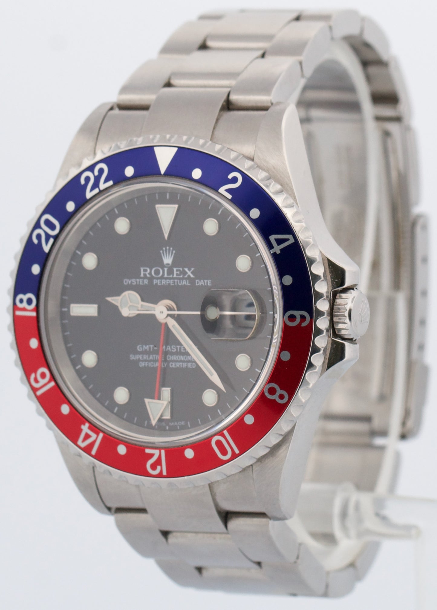 UNPOLISHED Rolex GMT-Master II 40mm PEPSI Red Blue RECTANGLE DIAL Steel 16710