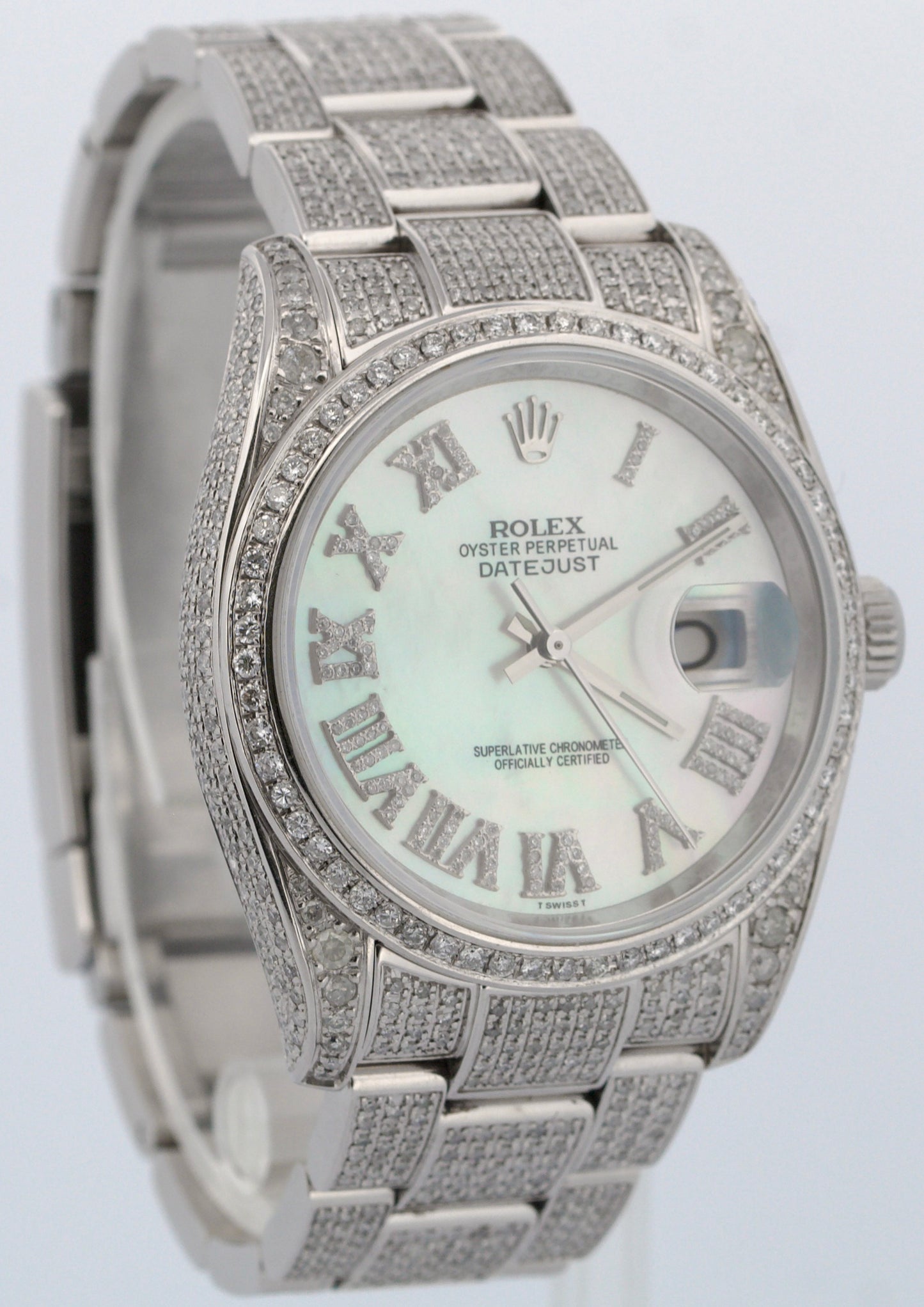 Rolex DateJust 36 PAVE MOP DIAMOND ROMAN Stainless Oyster 36mm Watch 116200