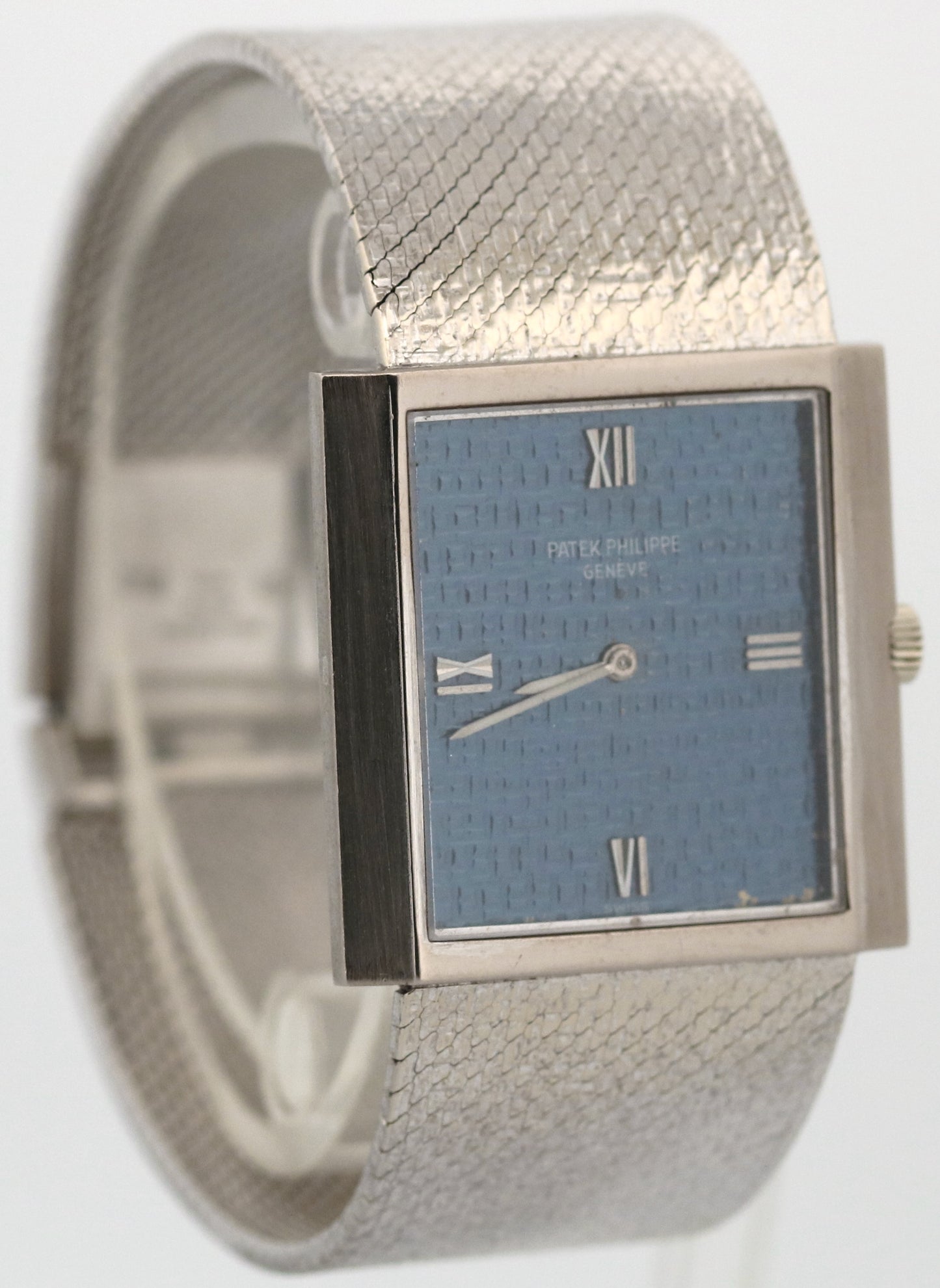 VINTAGE Patek Philippe BLUE Gondolo 26mm 18K White Gold Manual Watch 3571/1