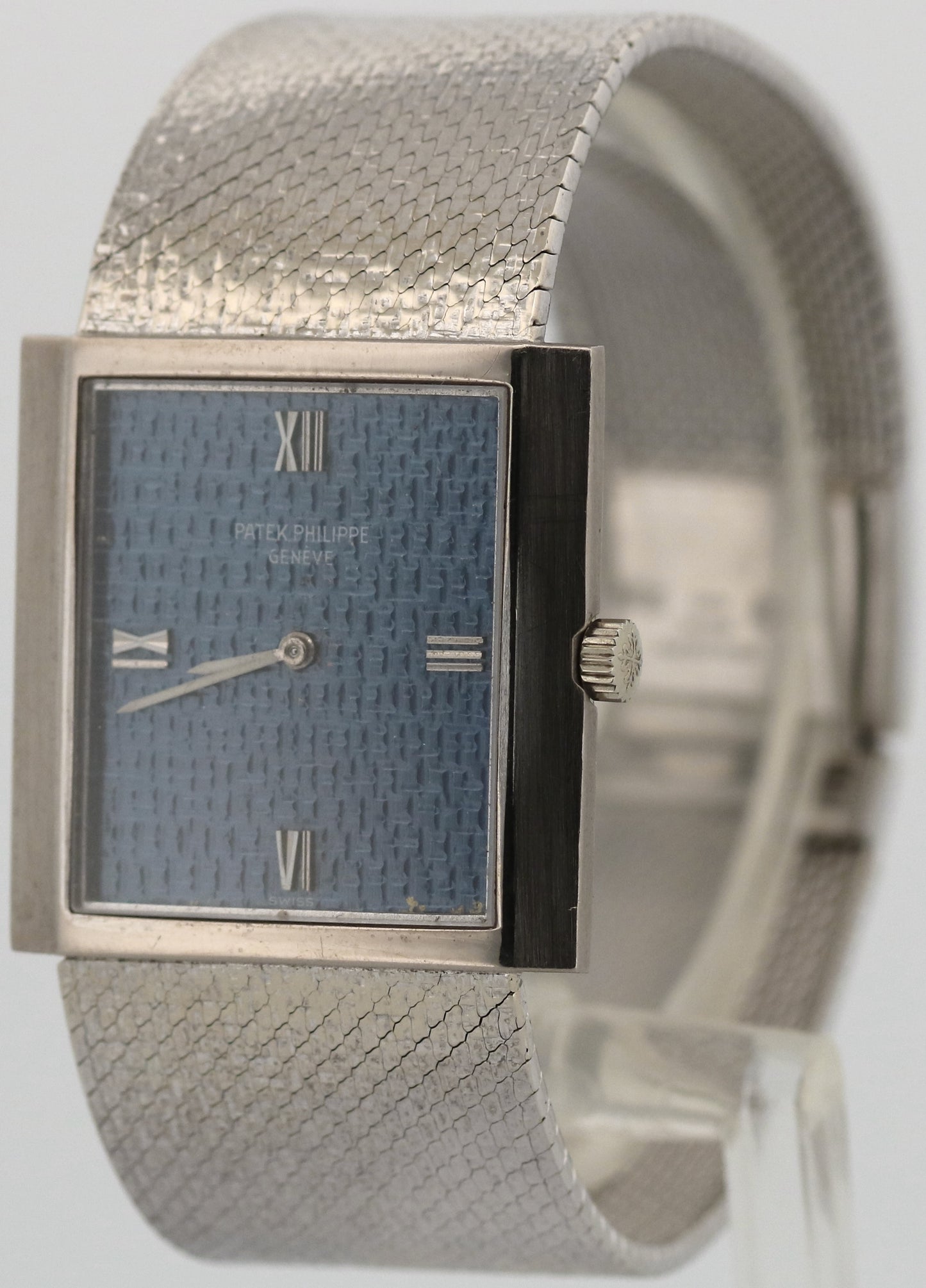 VINTAGE Patek Philippe BLUE Gondolo 26mm 18K White Gold Manual Watch 3571/1