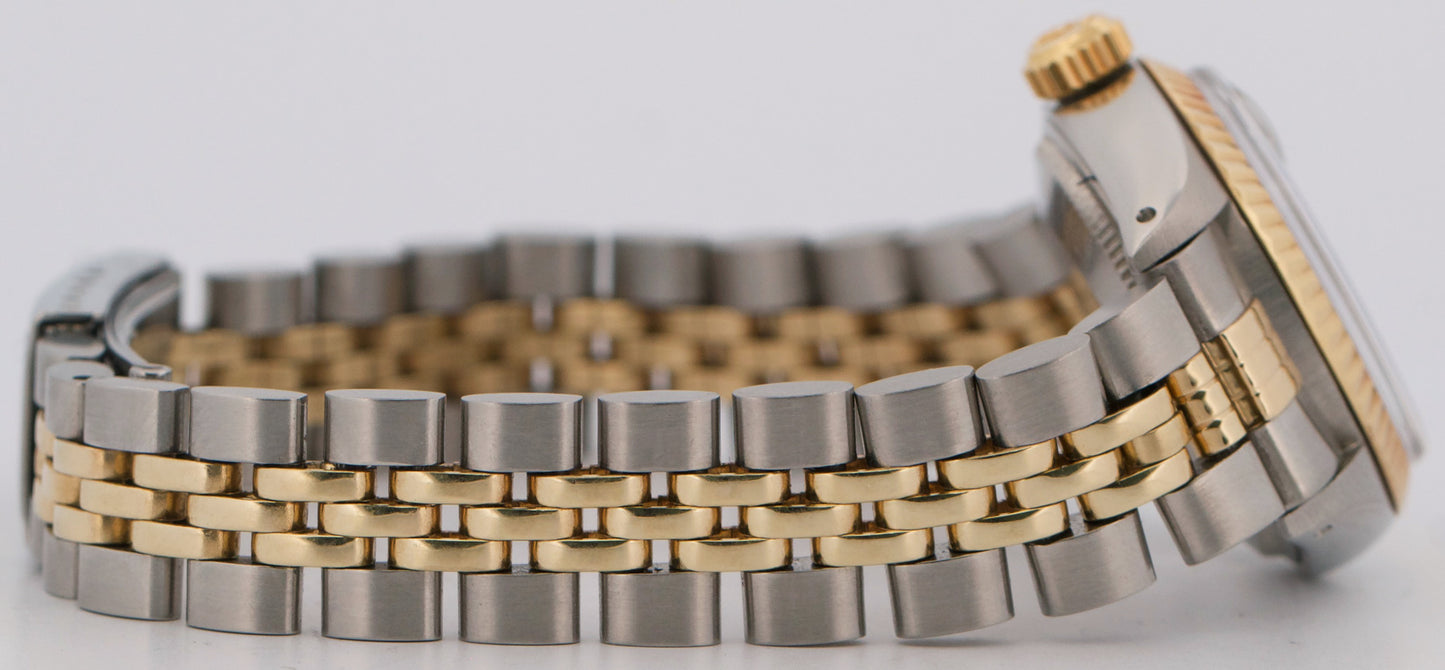 Rolex Date 26mm BLUE 18K Yellow Gold Stainless Steel Fluted JUBILEE 6917 Watch