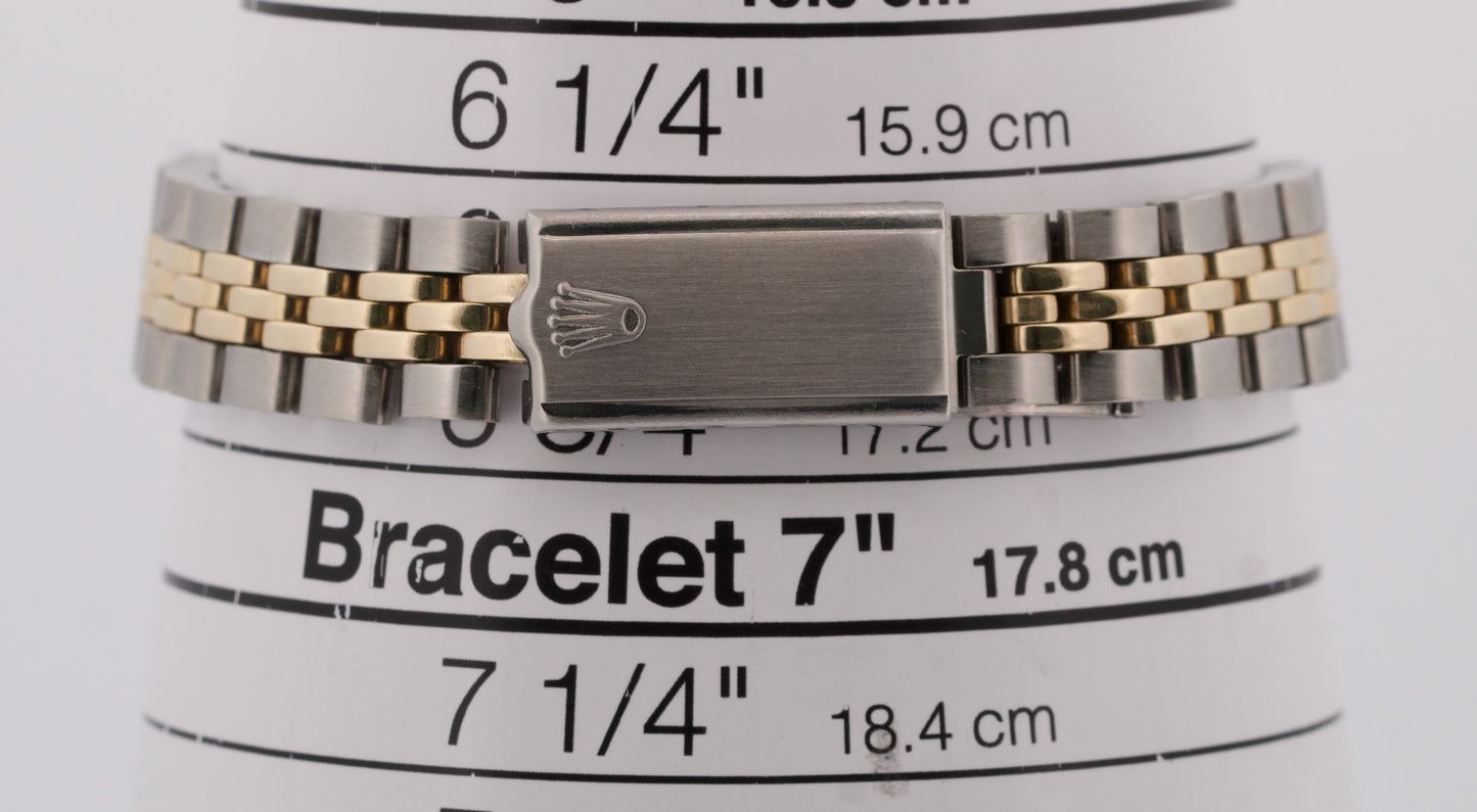 Rolex Date 26mm BLUE 18K Yellow Gold Stainless Steel Fluted JUBILEE 6917 Watch