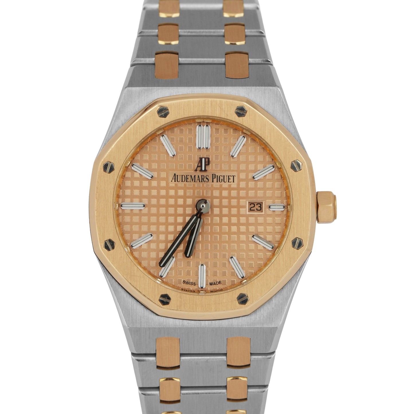 MINT Audemars Piguet Royal Oak Pink Dial 18K Rose Gold Steel 33mm Watch 67650SR