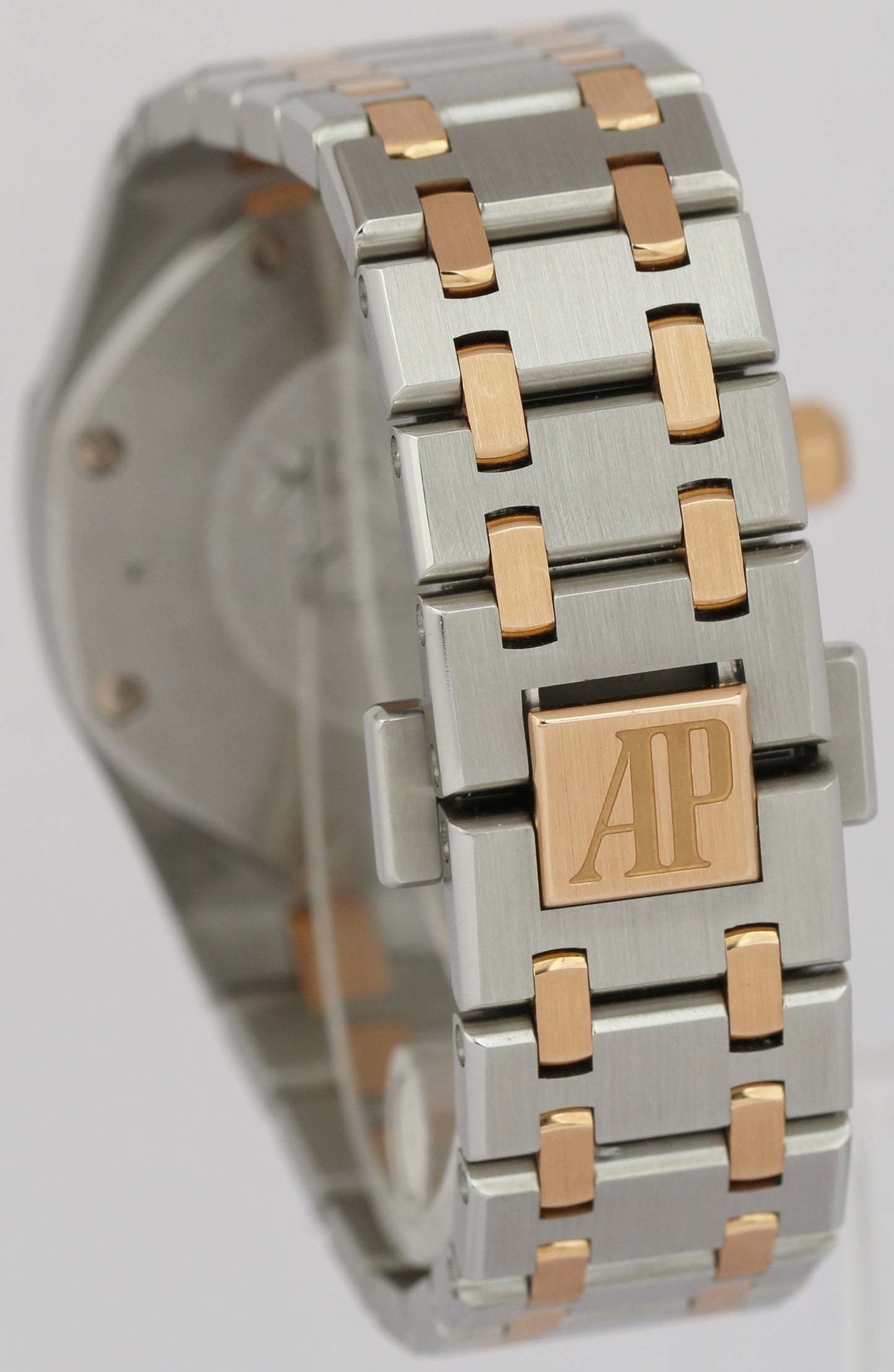MINT Audemars Piguet Royal Oak Pink Dial 18K Rose Gold Steel 33mm Watch 67650SR