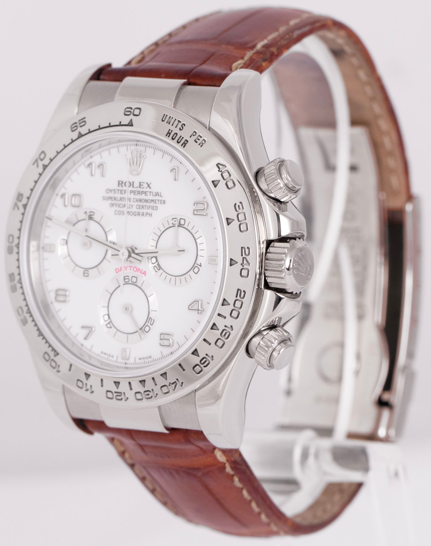 MINT Rolex Daytona Cosmograph White Arabic Dial 18K White Gold Watch 116519