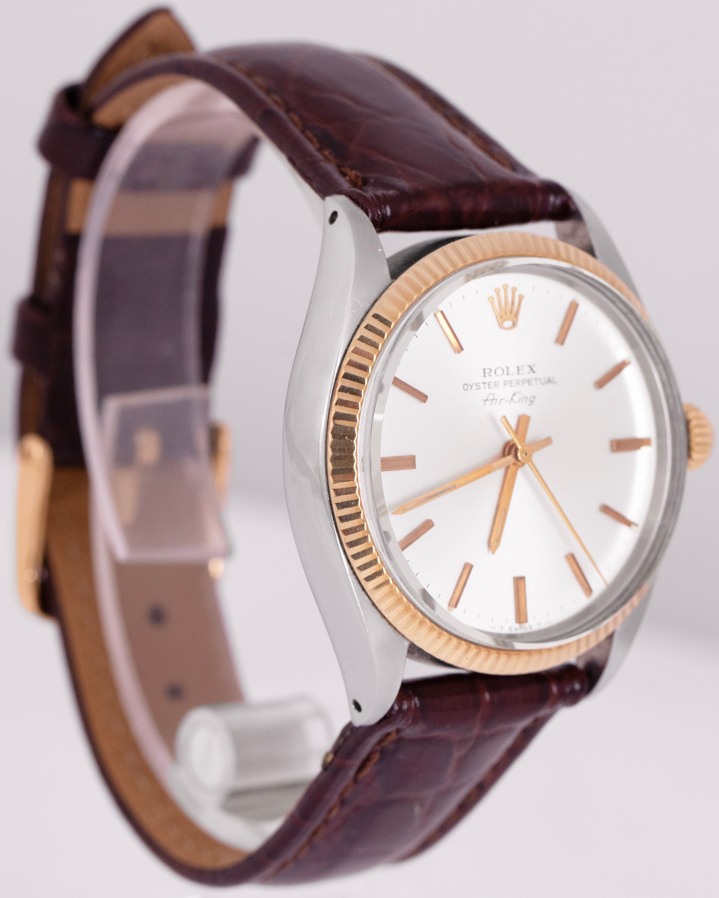 1974 Rolex Oyster Perpetual Air-King Silver 34mm Stainless Steel Gold Watch 5501