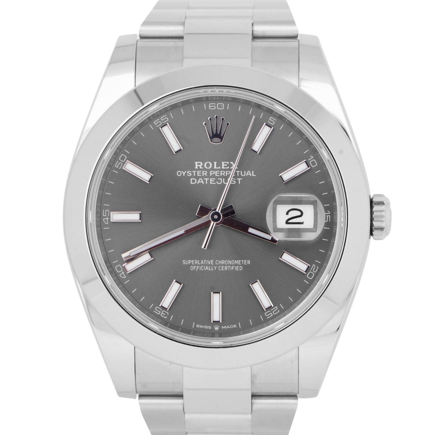 2022 Rolex DateJust 41 PAPERS Rhodium Stainless Steel Oyster Watch 126300 B+P