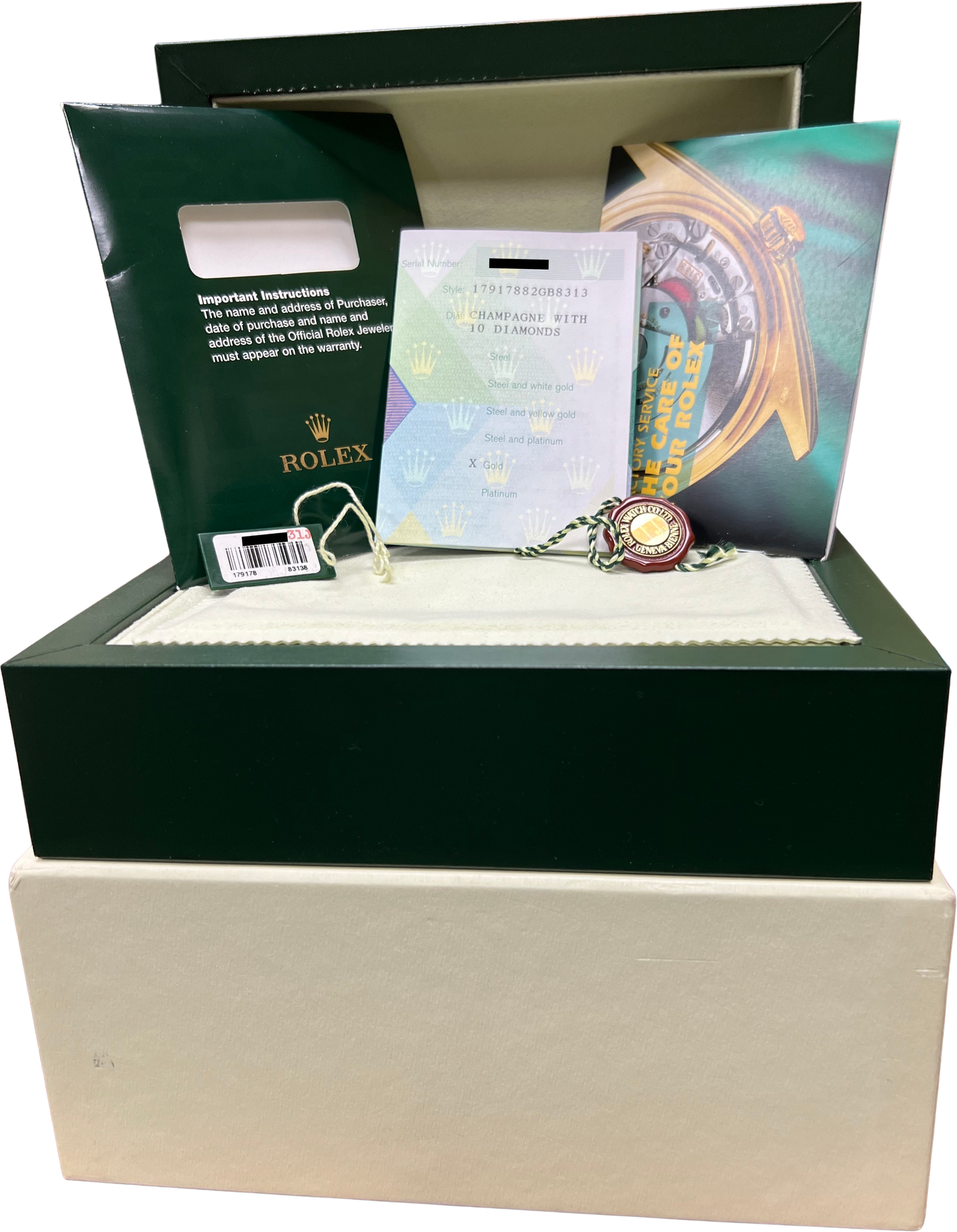 MINT PAPERS Rolex DateJust President 26mm Champagne 18K Gold DIAMOND 179178 BOX
