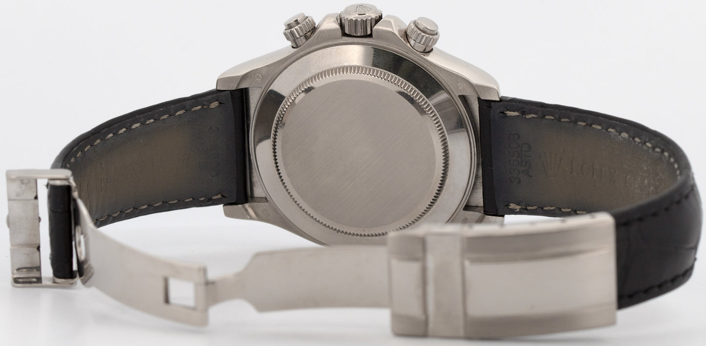 Rolex Daytona Cosmograph METEORITE 18K White Gold Leather 40mm Watch 116519