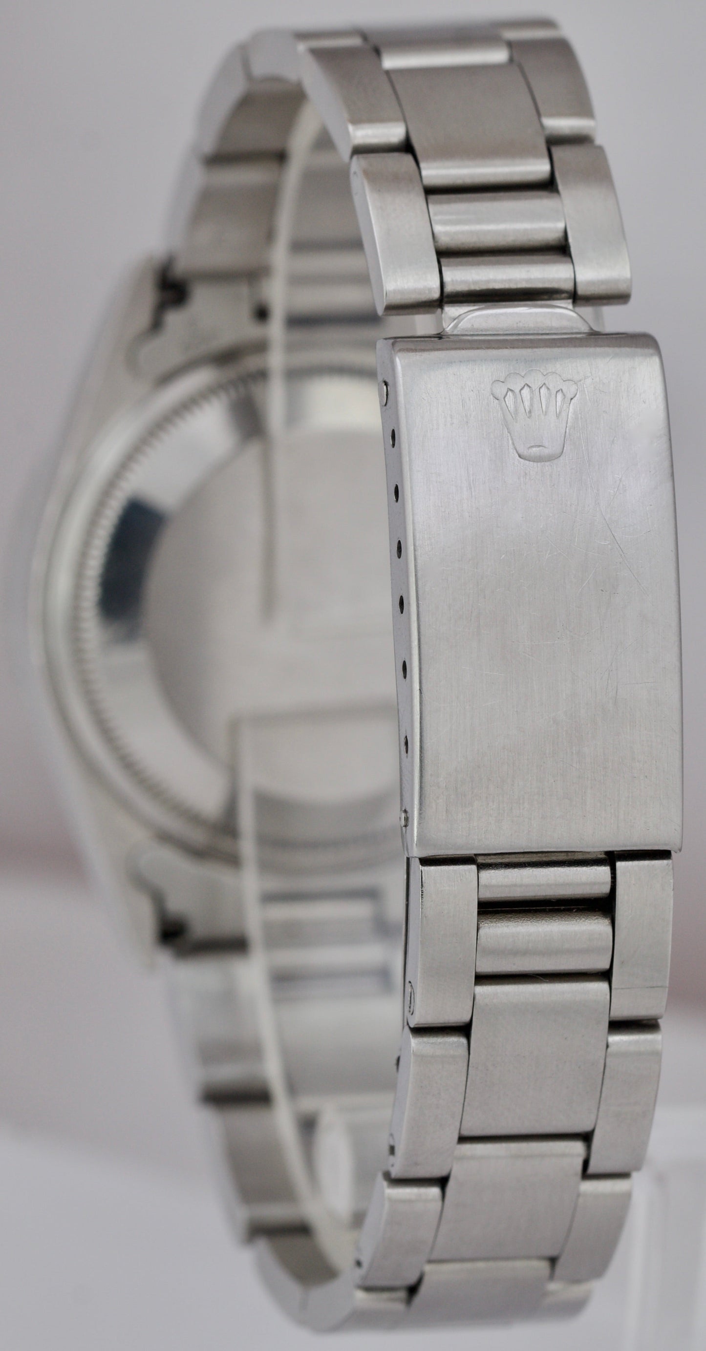 Rolex Oyster Perpetual Date 34 Silver Stainless Steel NO-HOLES CASE Watch 15210
