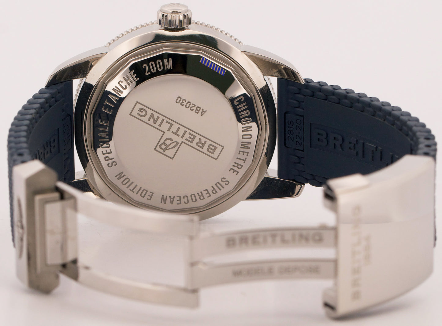 2023 Breitling Superocean Heritage AB2030 Steel 44mm Blue Rubber Box Papers