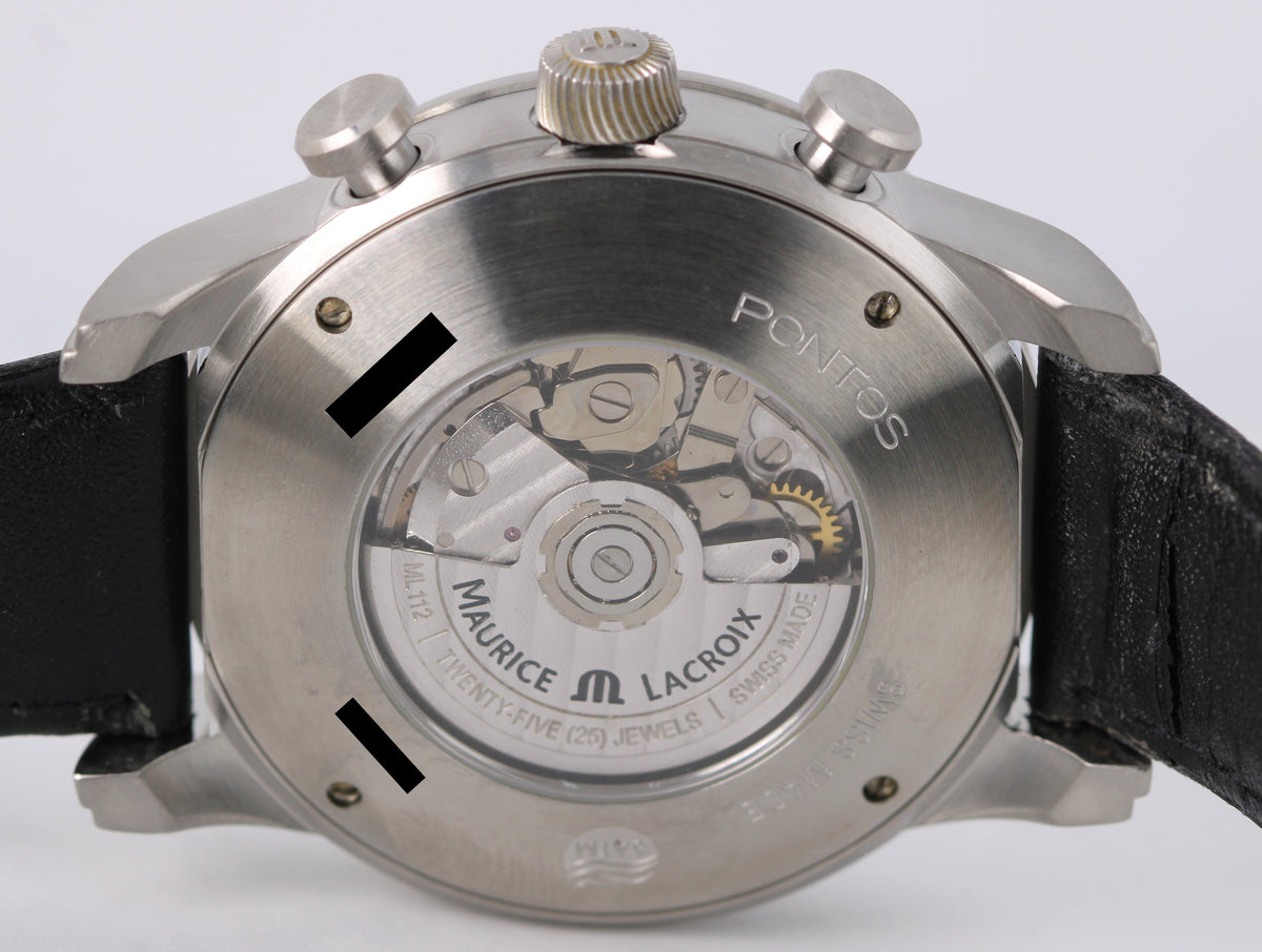 Maurice Lacroix Pontos Chronograph Retro PT6288 White 43mm Black Leather Watch
