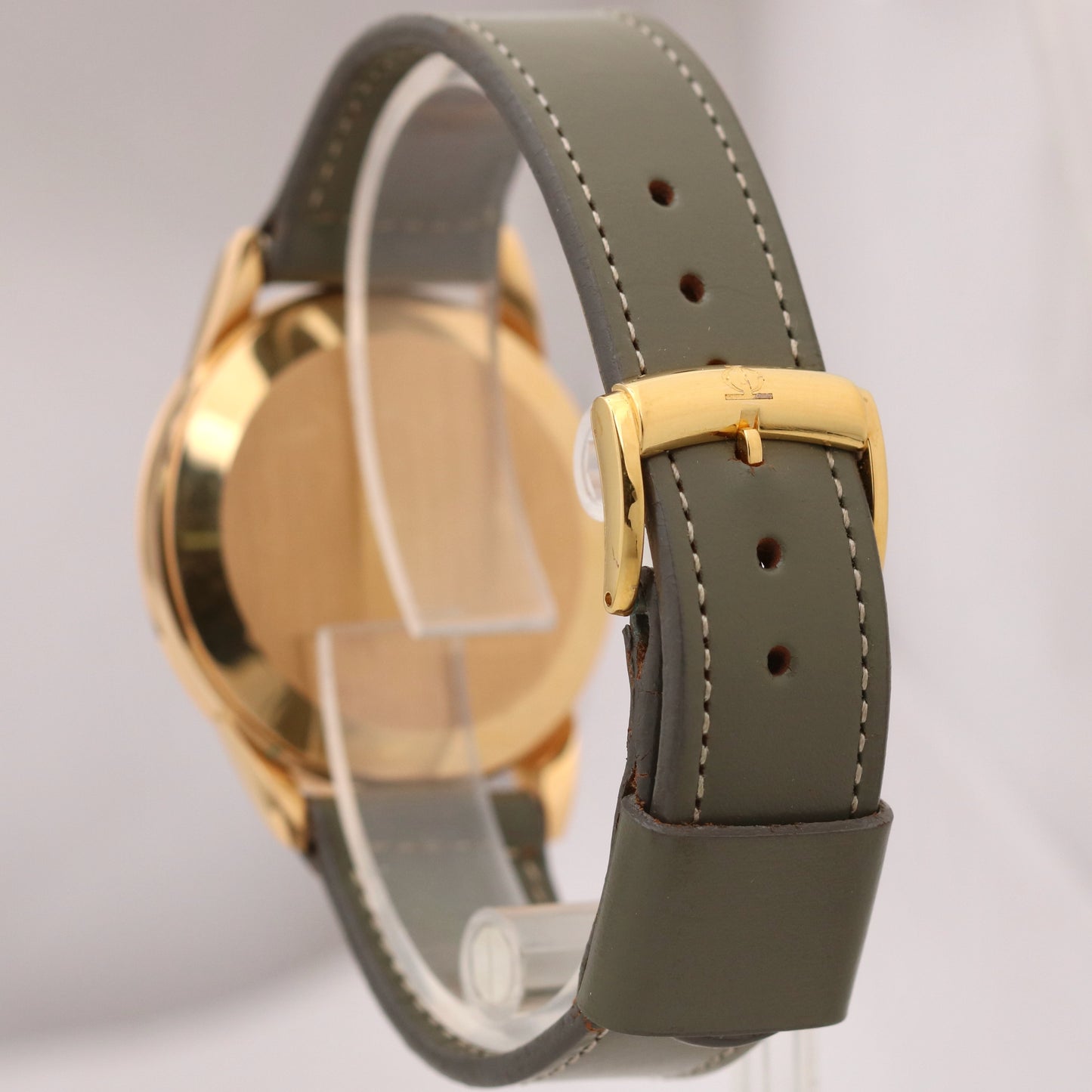 Unisex Omega Geneve 18K Rose Gold Silver Leather 35mm Manual 35mm Watch 2903