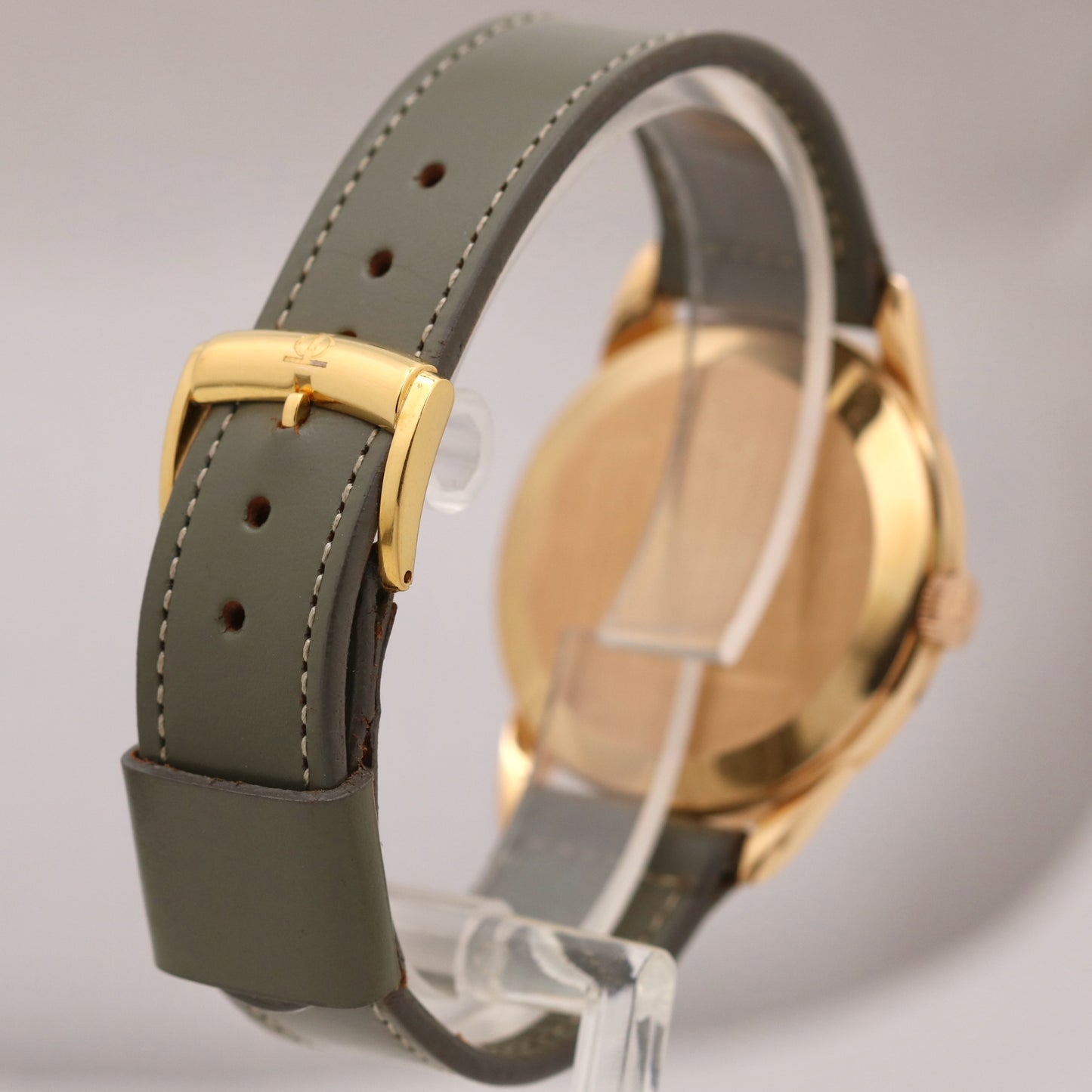 Unisex Omega Geneve 18K Rose Gold Silver Leather 35mm Manual 35mm Watch 2903